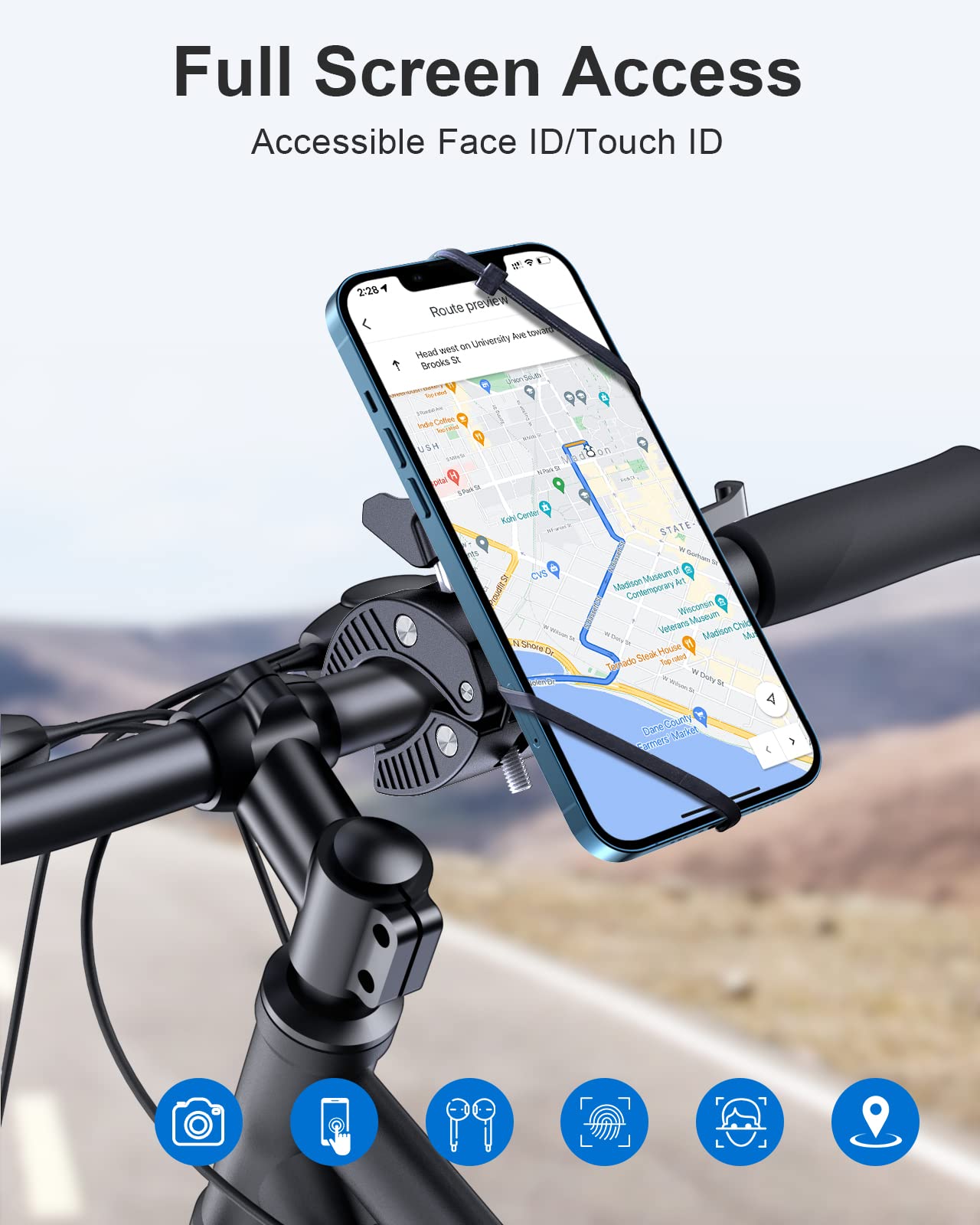 Ewa Bike Phone Holder, Motorcycle Phone Mount Magnetic Bicycle Handlebar Cell Phone Clamp Compatible With Magsafe And Iphone 15