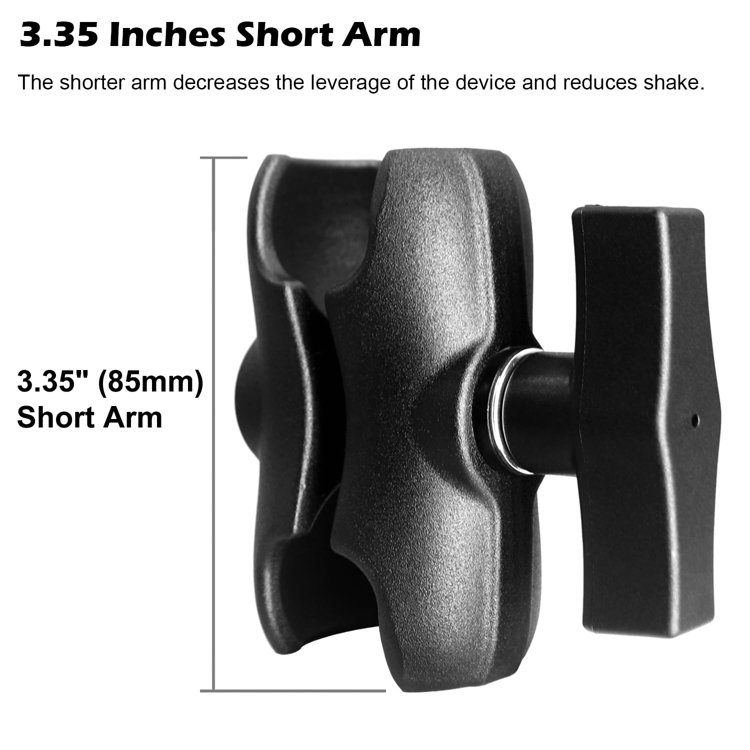 Windfrd Aluminum Short (3.35'') Double Socket Arm For 1.5 Inches/C Size / 38Mm Ball Accessories, Powerful Clamp, Compatible With