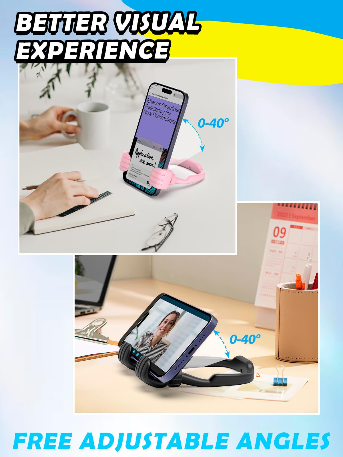 Caldever Stocking Stuffers Gifts For Teens Girls Boys Cell Phone Stand For Women Men Adults Kids Adjustable Lazy Thumbs Up Phone
