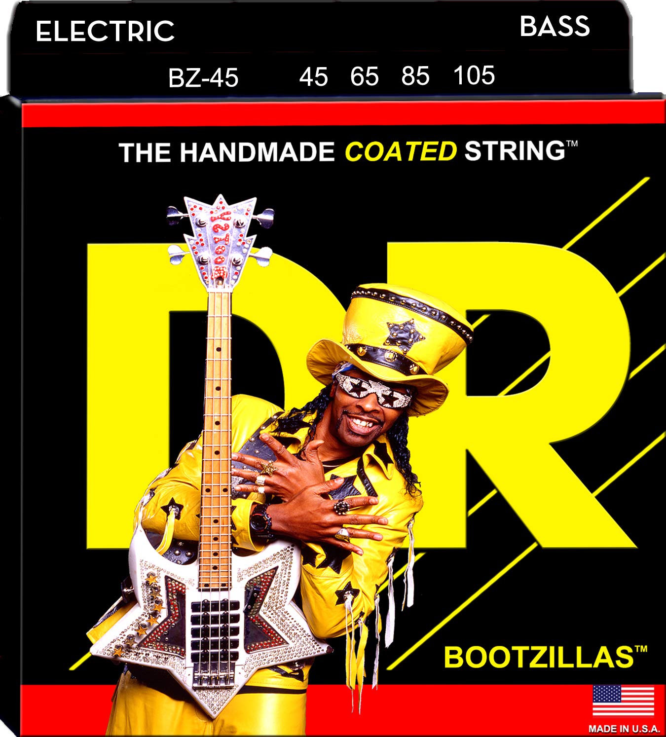 DR Strings Bass Strings, Bootzillas - Bootsy Collins Signature Coated, 45-105