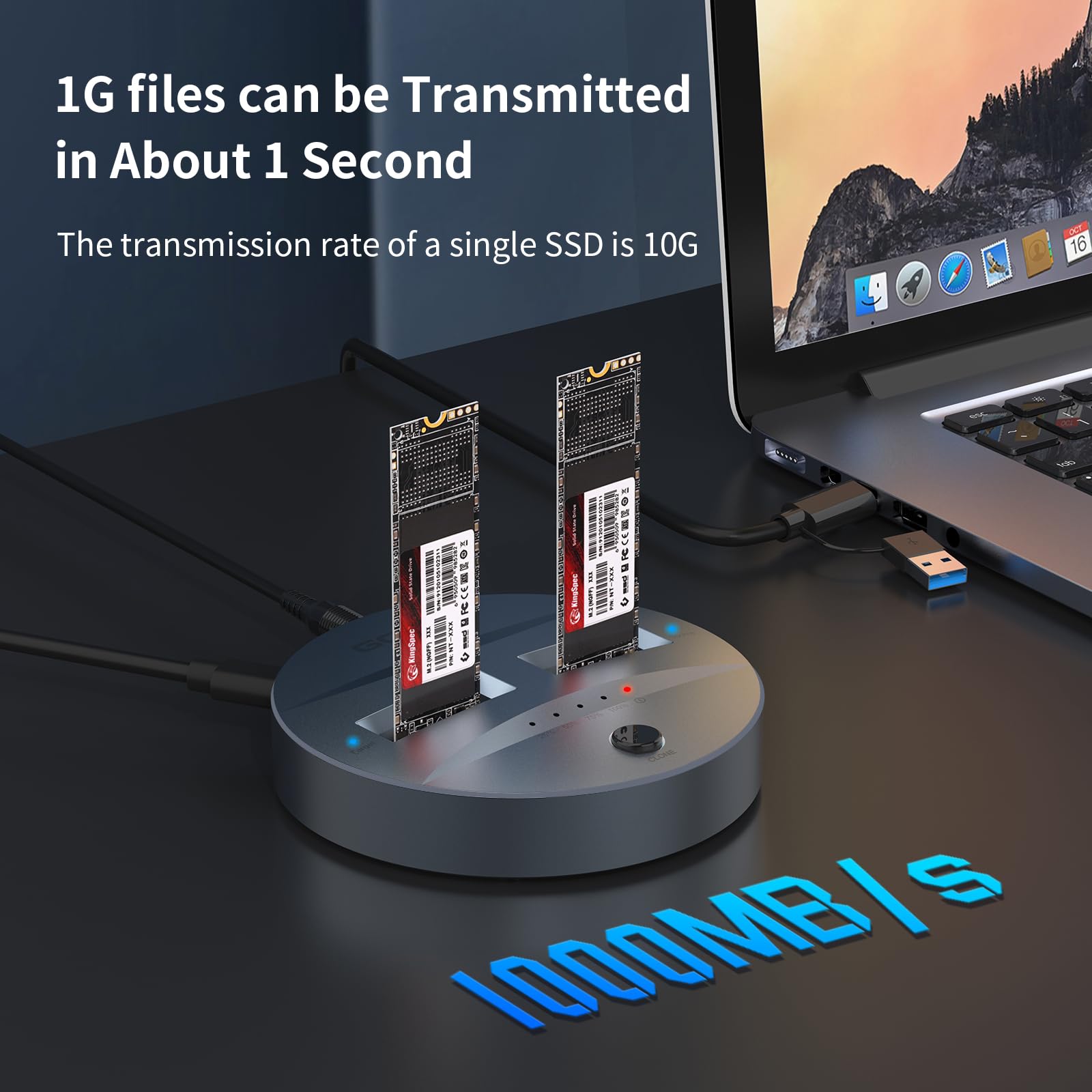 Godo Nvme/Sata M.2 Duplicator Dual Bay Offline Clone Usb C To Nvme/Sata Docking Station For M2 Ssd M Key And B+M Key Hard Drives