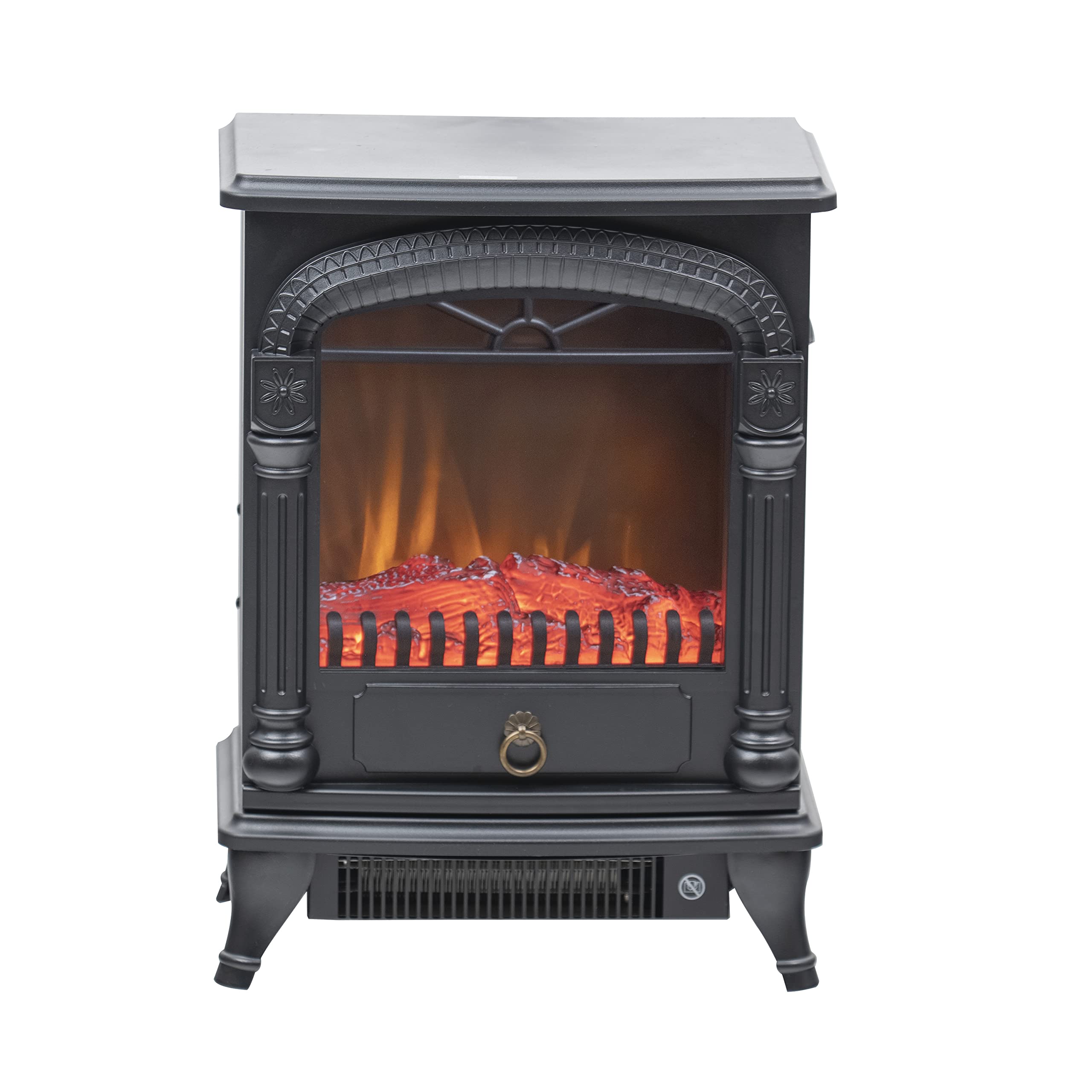 Comfort Zone Electric Fireplace Space Heater, Traditional Warm Stove Style, Realistic 3D Flame Effect, Adjustable Thermostat, &