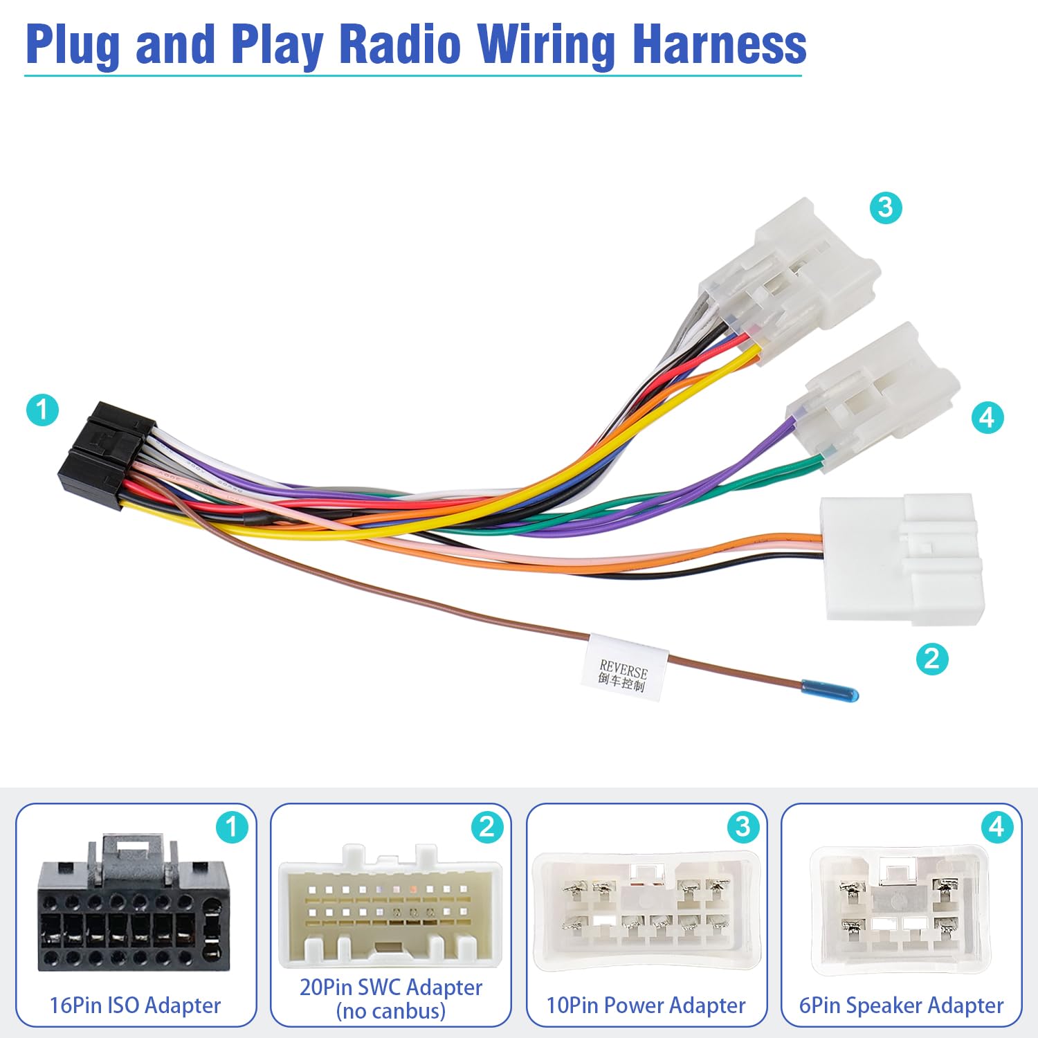 Jayubien Radio Wiring Harness For Toyota Iso Wire Harness Replacement 16Pin Android Car Stereo Adapter With 20Pin Swc Plug Rever