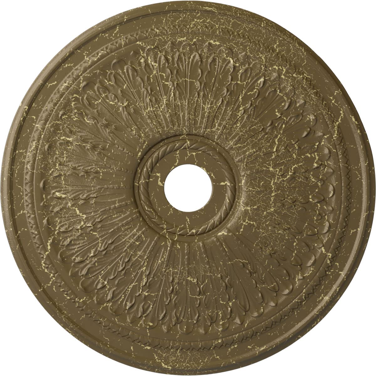 Ekena Millwork Cm29Oammc Oakleaf Ceiling Medallion, 29 1/8''Od X 3 5/8''Id X 1''P, Hand Painted Mississippi Mud Crackle