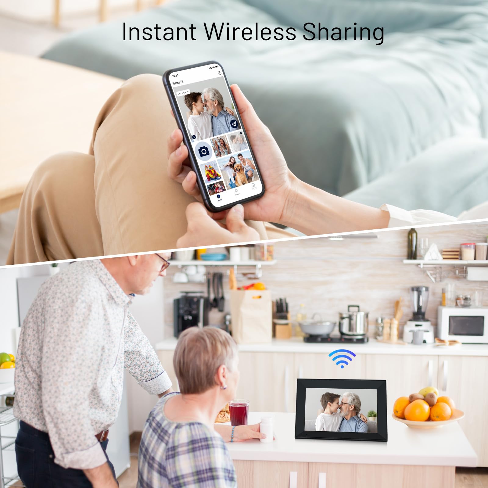 Anna Bella Digital Picture Frame 10.1 Inch Ips Hd Touch Screen Wifi Smart Digital Photo Frame With 16Gb Storage, Auto Rotate, Ea