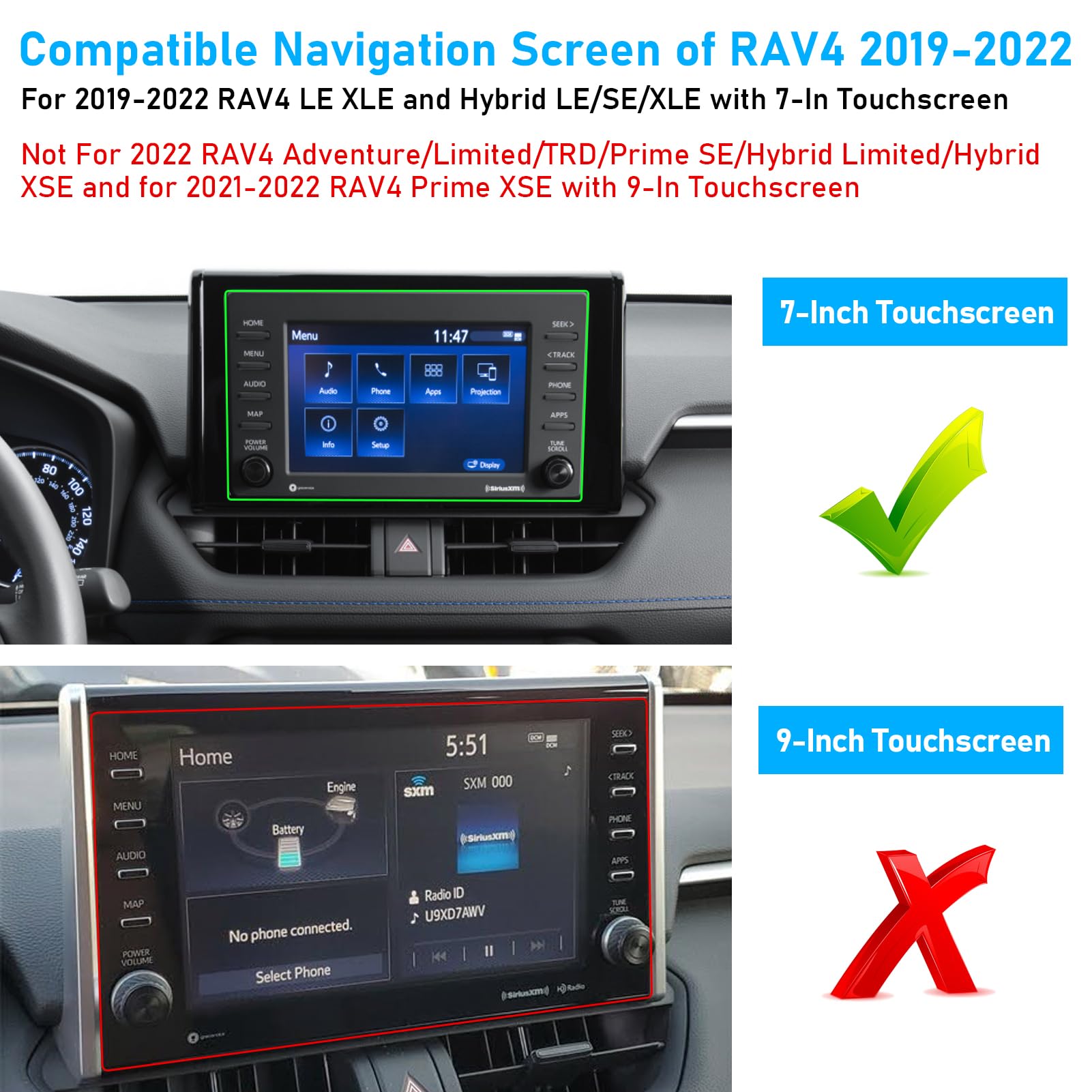 Ttcr Ii Compatible With 2019 2022 Toyota Rav4 Le Xle Screen Protector, For 2015 2018 Rav4 Screen Protector 7 Inch Camry Screen Protector 2018 2020