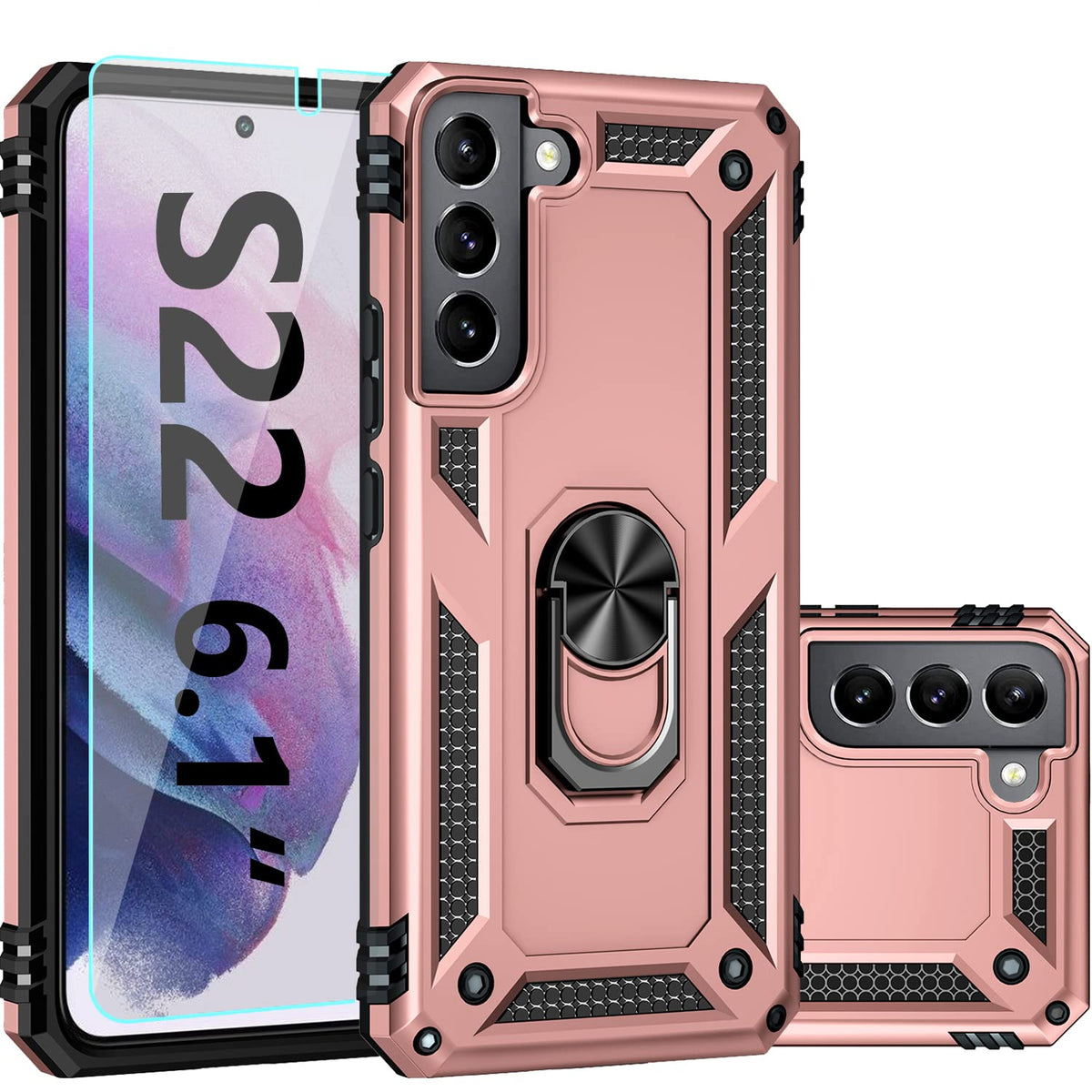Sktgslamy For Galaxy S22 Case,S22 Case,With Screen Protector,[Military Grade] 16Ft. Drop Tested Cover With Magnetic Kickstand Ca