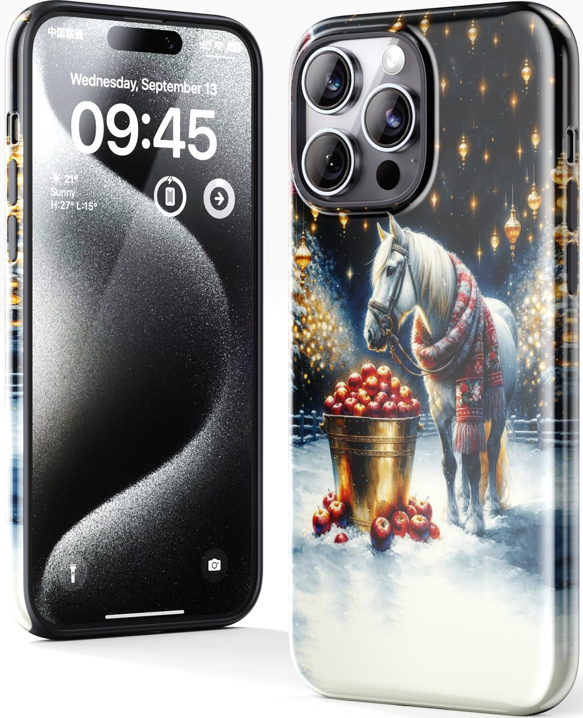 Dorismax Christmas Phone Case For Iphone 13 Pro - Wireless Charging Compatible - Dual-Layer Hard Shell + Silicone Cover - Protec
