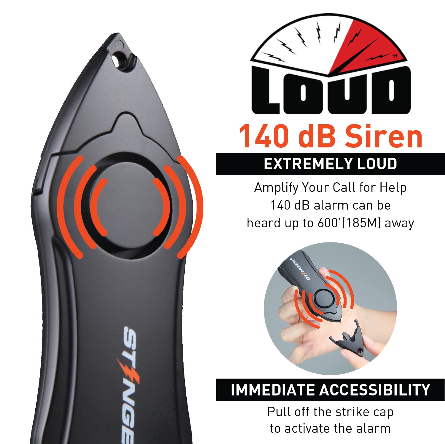 Stinger Personal Alarm Keychain Emergency Tool, Safety Panic Alarm Siren, Seat Belt Cutter, Glass Breaker, Security Device For W