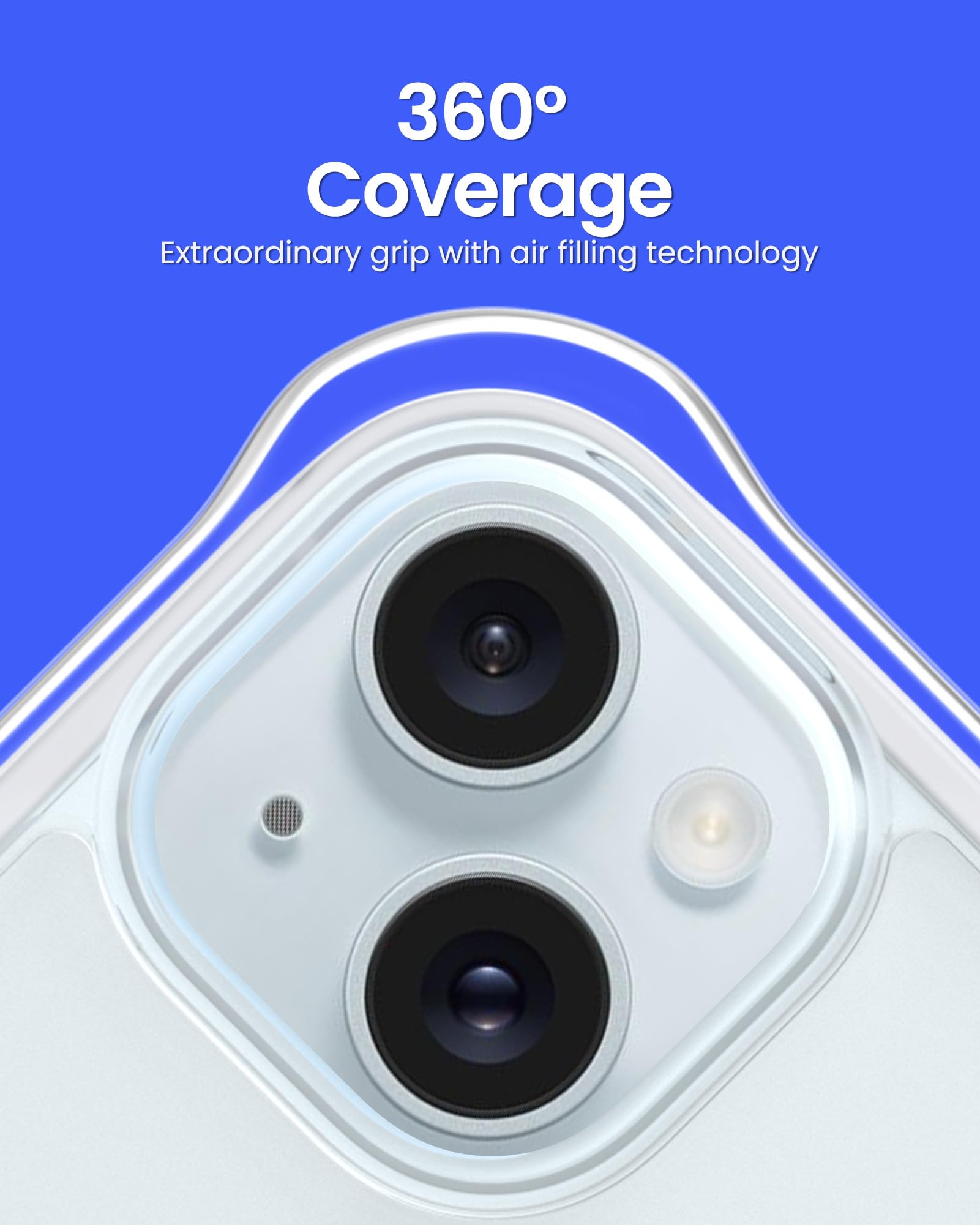 Ornarto Air Case For Iphone 15 Clear, Compatible With Magsafe, Military Grade Drop Protection Cover With Built In Air White