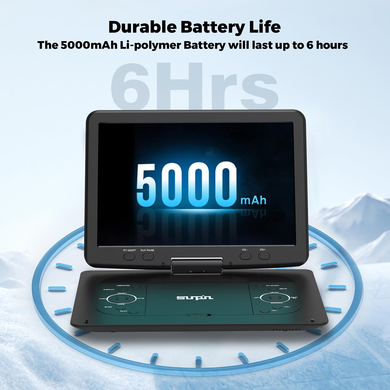 16.9''Portable Dvd Player With 14.1''Hd Large Screen,Kids Dvd Players,Unique Extra Button Design,Portable With 5 Hrs Rechargeabl