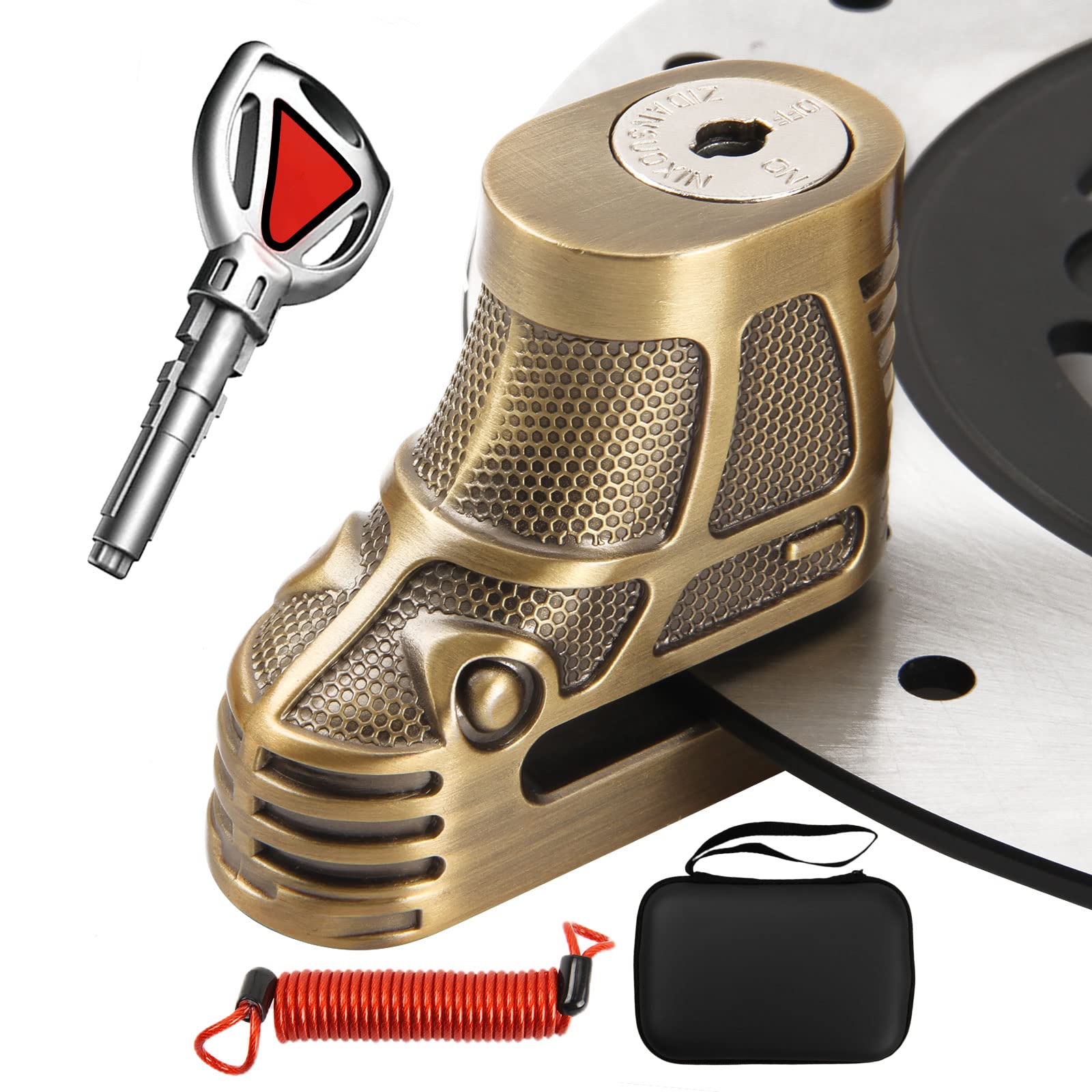 Opsoopi Motorcycle Lock, Motorcycle Locks Anti Theft Waterproof Disc Brake Lock For Motorcycles Wheel Lock Scooter Dirt Bike Wit