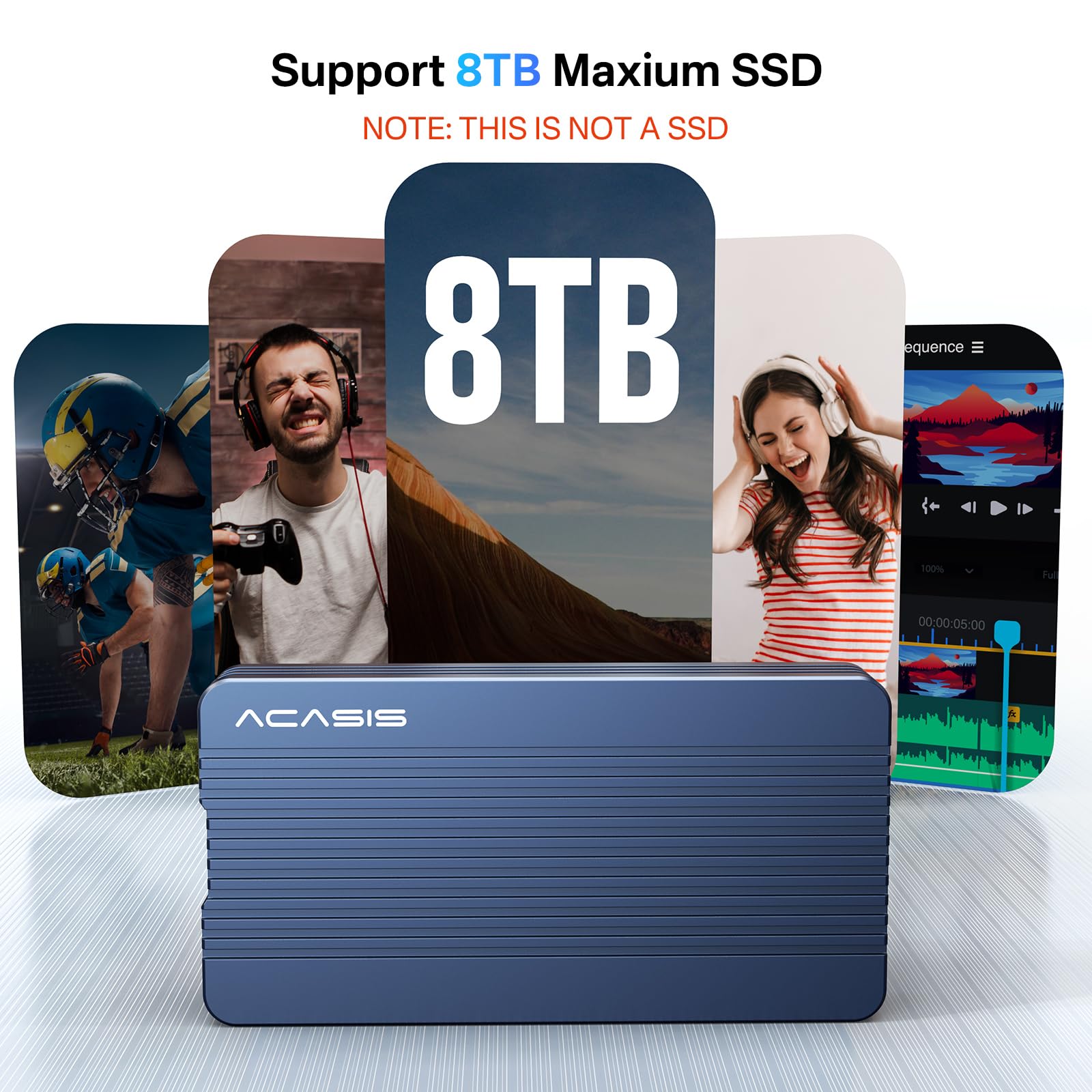 Acasis 40Gbps M.2 Nvme Ssd Enclosure, Tbu405 For M1 M2 Pro/Max, Compatible With Usb4/3.2/3.1/3.0/2.0, Support Ssd Size 2280 B+M M Key