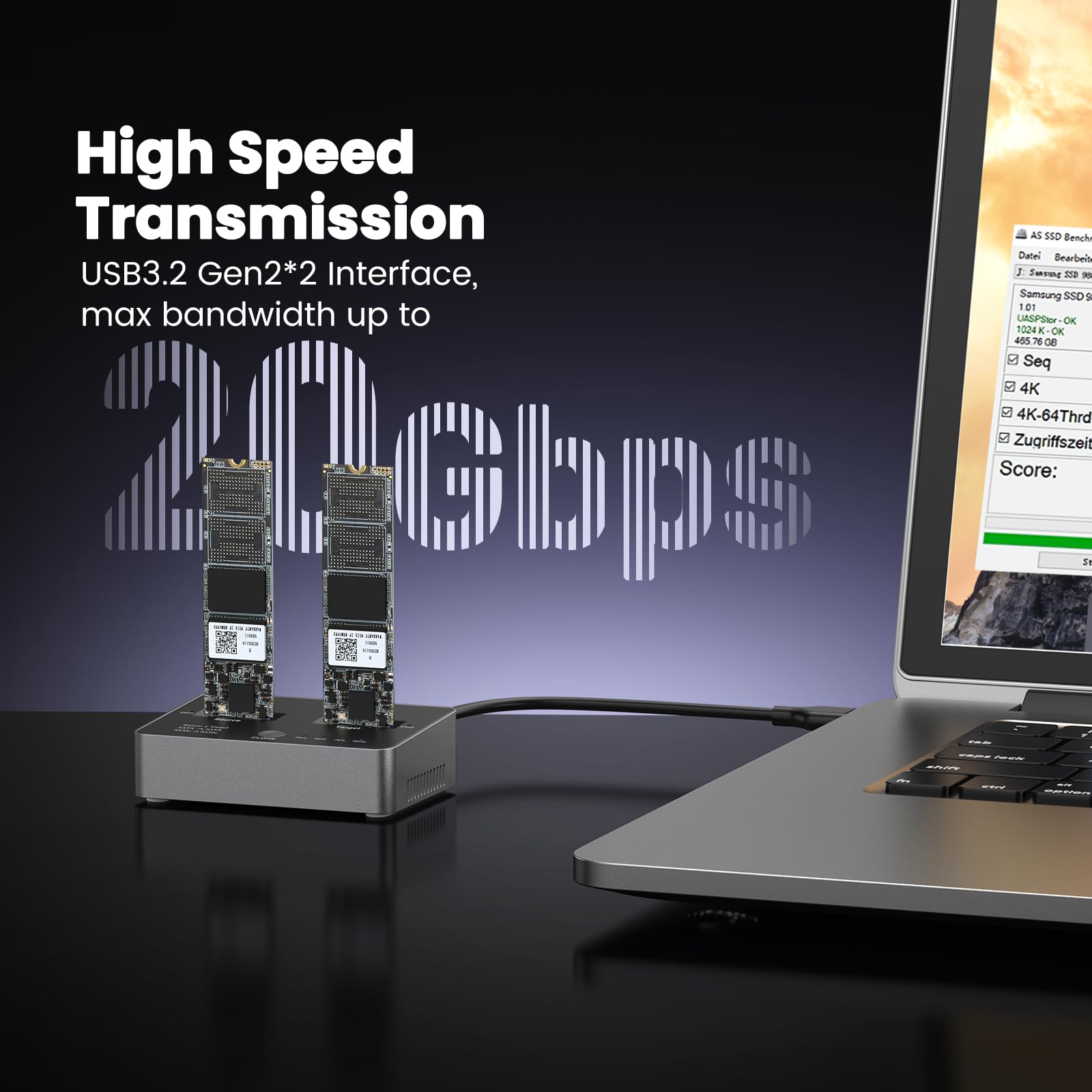 M.2 Nvme/Sata Duplicator, Dual Bay Offline Clone M.2 Nvme/Sata Ssd Cloner,Usb3.2 Gen2*2 20Gbps M.2 Cloner For Ssd Size 2230/2242