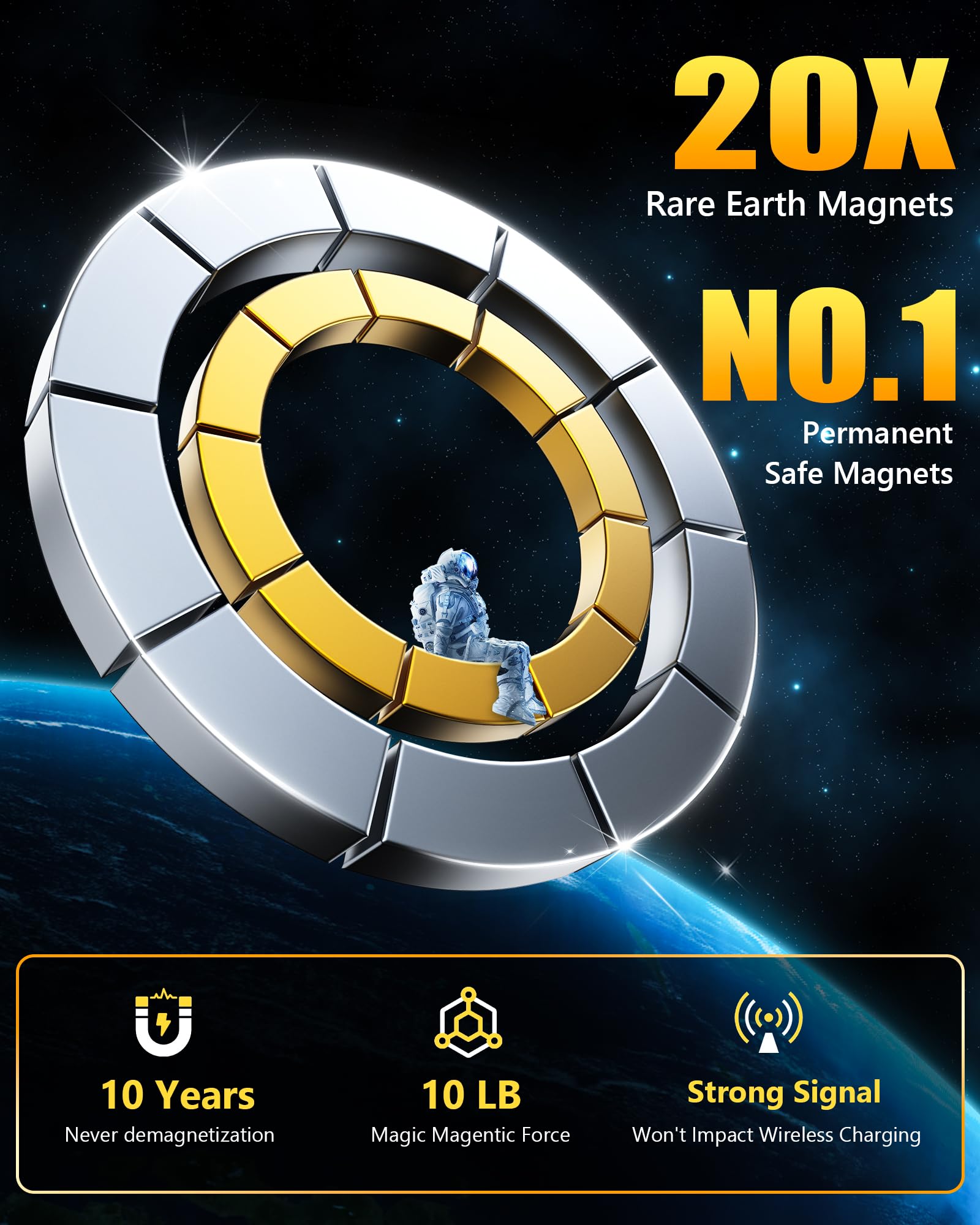 2024 Upgrade For Magsafe Car Mount Dashboard [360 Rotation All-Metal] [Strong Magnet Power] Magnetic Phone Holder For Car Dash,