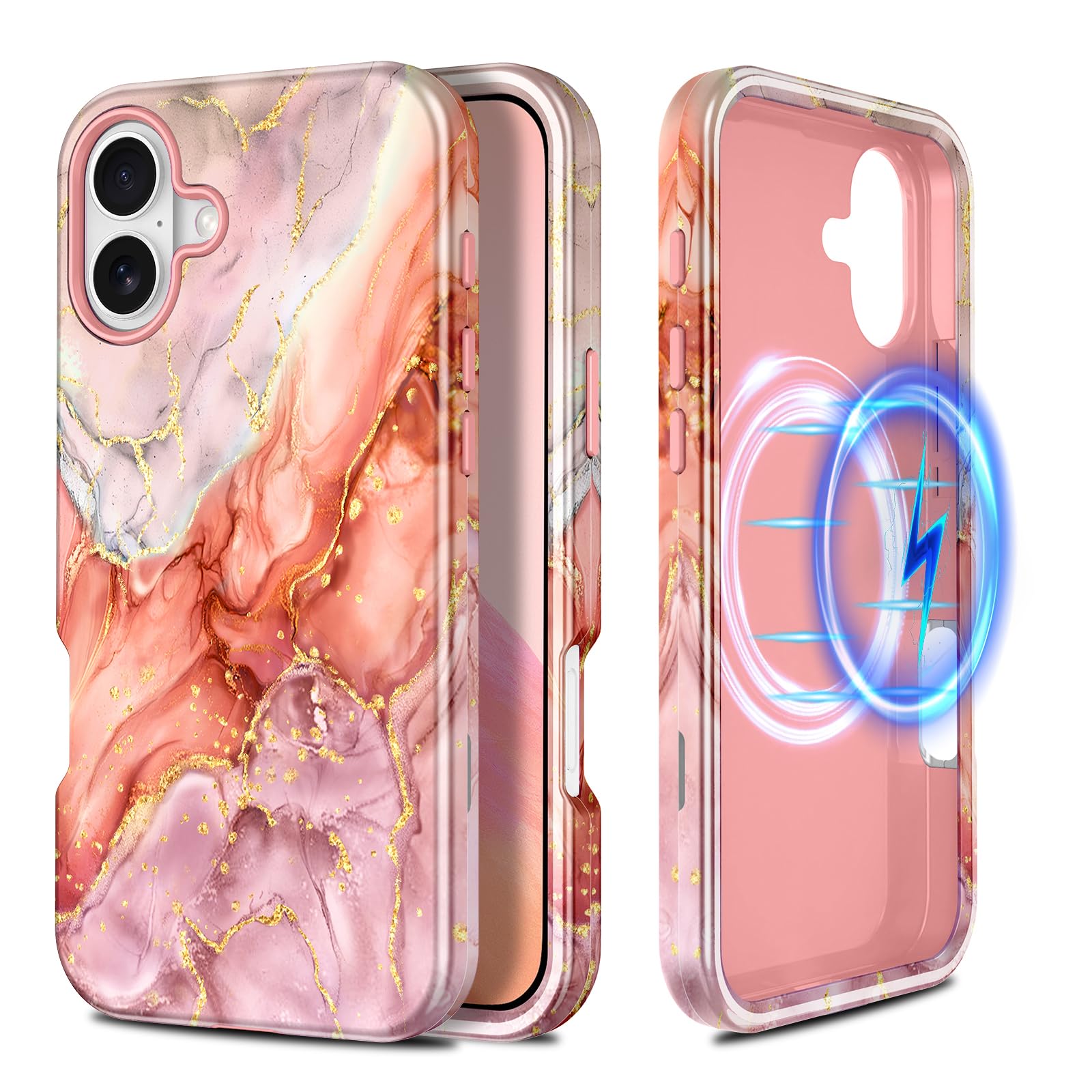 Casetego for iPhone 17 Case,Compatible with MagSafe,[Military Grade Drop Test] Full Body Protection Slim Shockproof Rugged Marbl