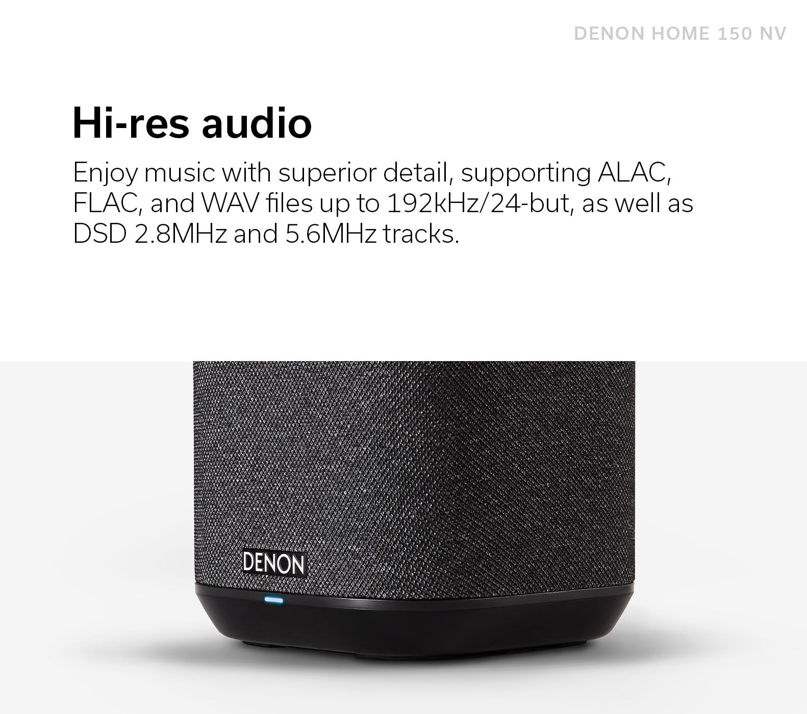 Denon Home 150 Nv Wireless Speaker (White), 1'' Tweeter, 3.5'' Woofer, Home Speaker With Heos Built In, Airplay 2, And Bluetooth