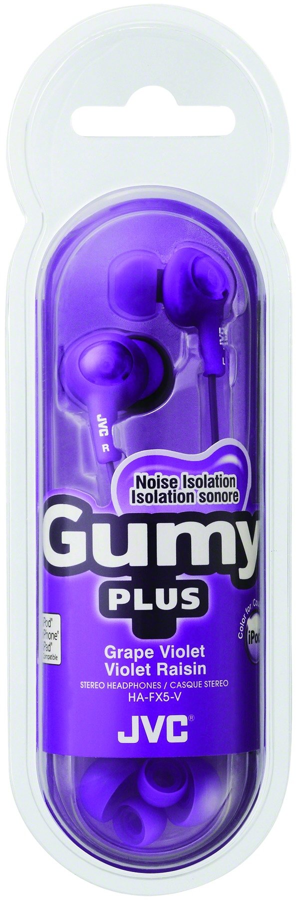 JVC HAFX5V Gumy Plus Inner Ear Headphones (Grape Violet)