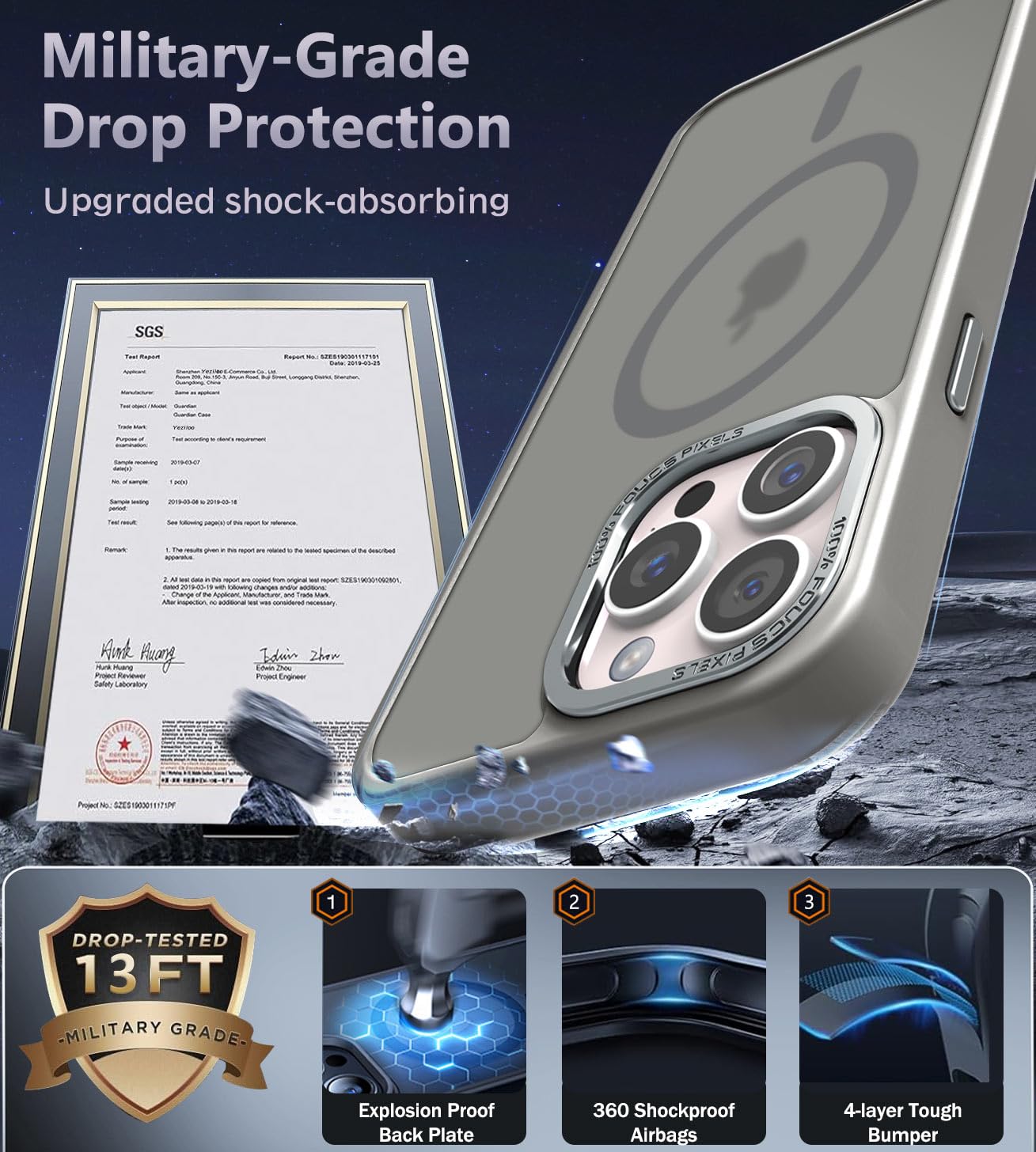 Newfuture Designed For Iphone 16 Pro Max Case With Magnetic [13 Ft Military Drop Protection] [Compatible With Magsafe] Slim Tran