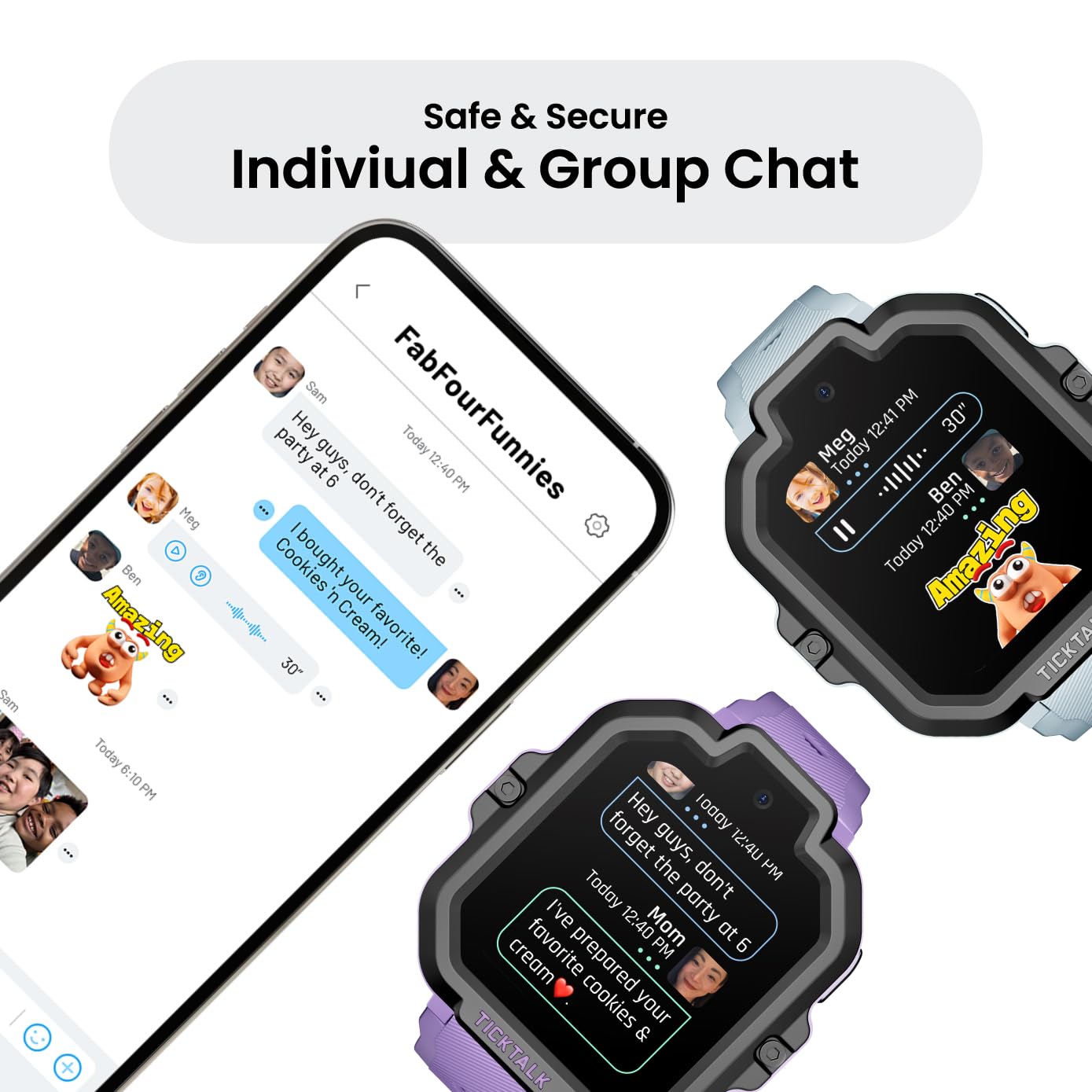 Ticktalk5 Lte Kids Smart Watch With Gps Tracker, Phone Watch, Advanced Parental Controls, Video & Voice Calls, Text, School Mode, Free Music, Sos & 911, Safety Alerts, Pre Installed Sim