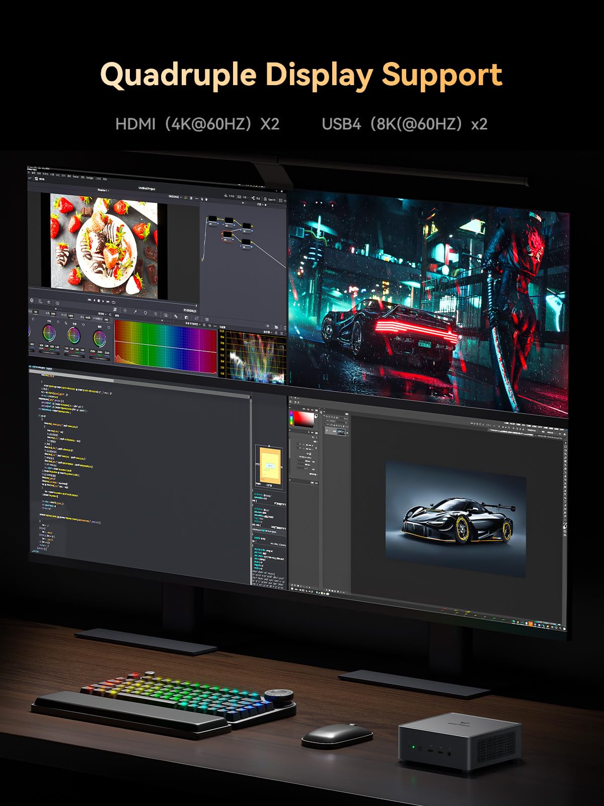Minisforum Venus Series Um790 Pro Mini Pc Amd Ryzen 9 7940Hs(8C/16T, Up To 5.2Ghz) No Ram No Ssd Micro Pc, 2Xusb4(Dp|8K)/ 2Xhdmi