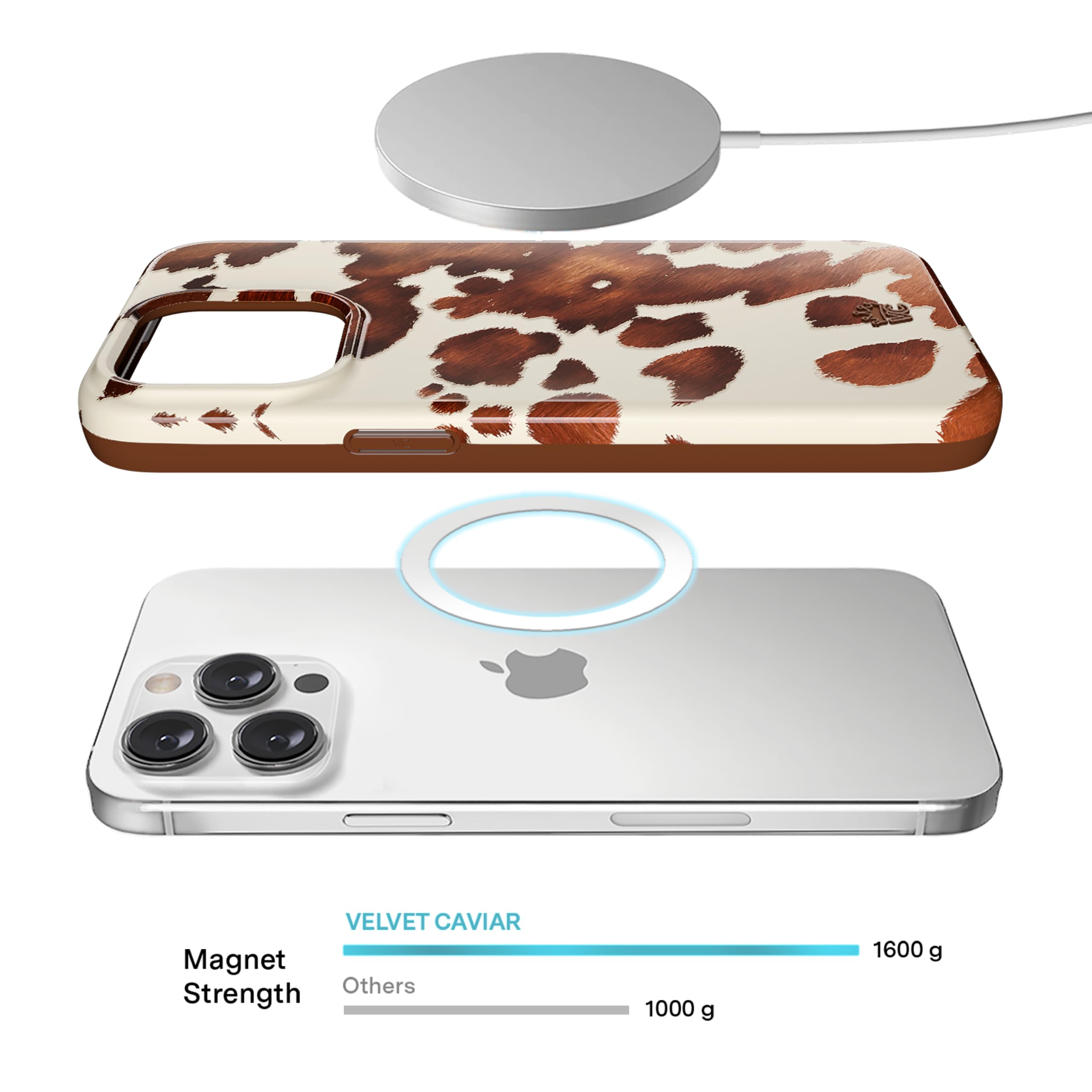 Velvet Caviar For Cow Print Iphone 15 Pro Max Case Western Style   Compatible With Magsafe [8Ft Drop Tested]   Cocoa Boho Cowpri