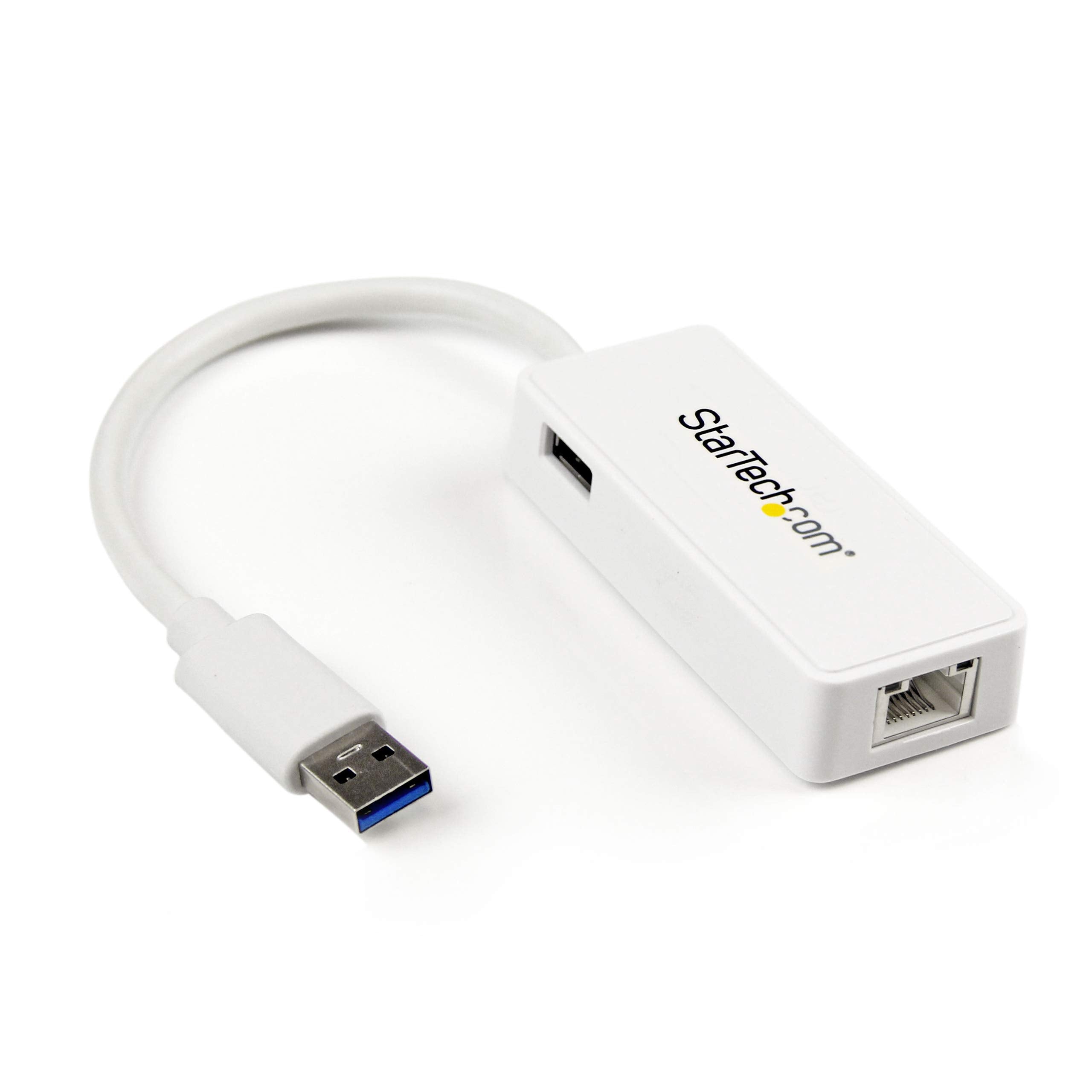 Startech.Com Usb 3.0 To Gigabit Ethernet Adapter Nic W/ Usb Port (White)   Usb 3.0 Nic   10/100/1000 Mbps Usb 3.0 Lan Adapter (U