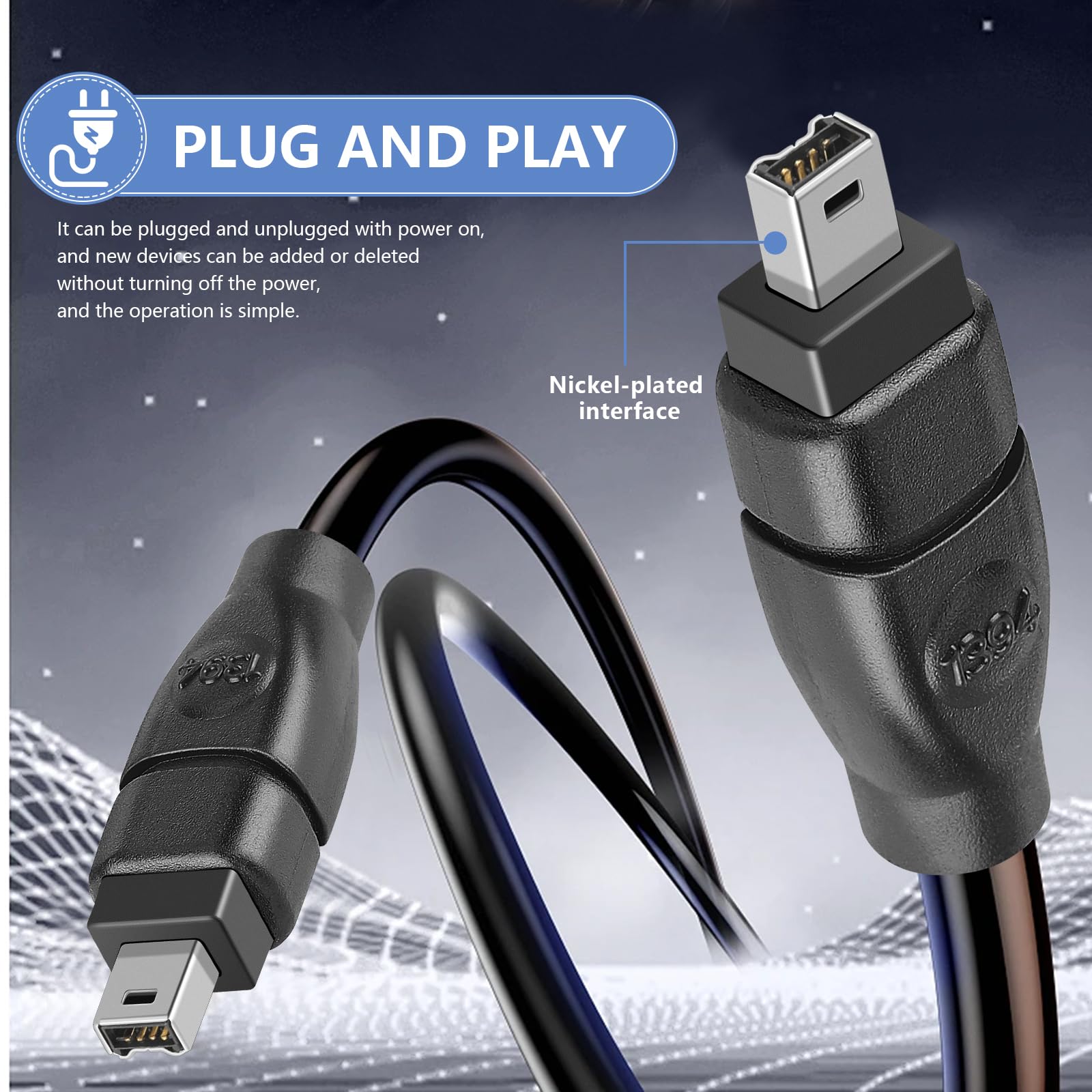 Pasow Firewire Cable 4 Pin To 4 Pin Ilink Dv Cable Firewire 400 Ieee 1394 Cord For Laptop To Camcorder 6 Feet