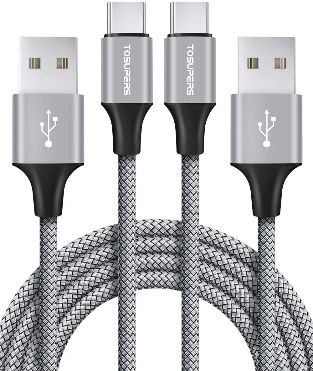 Tosupers Usb C Cable 3Ft, 2 Pack, 3A Fast Charging, Usb A To Usb C Charger Cable Braided For Iphone 16 15 Pro Max Plus, Samsung Galaxy S24 S23 S22 S21 S20 S10 S9 A54 A35 A15 A14