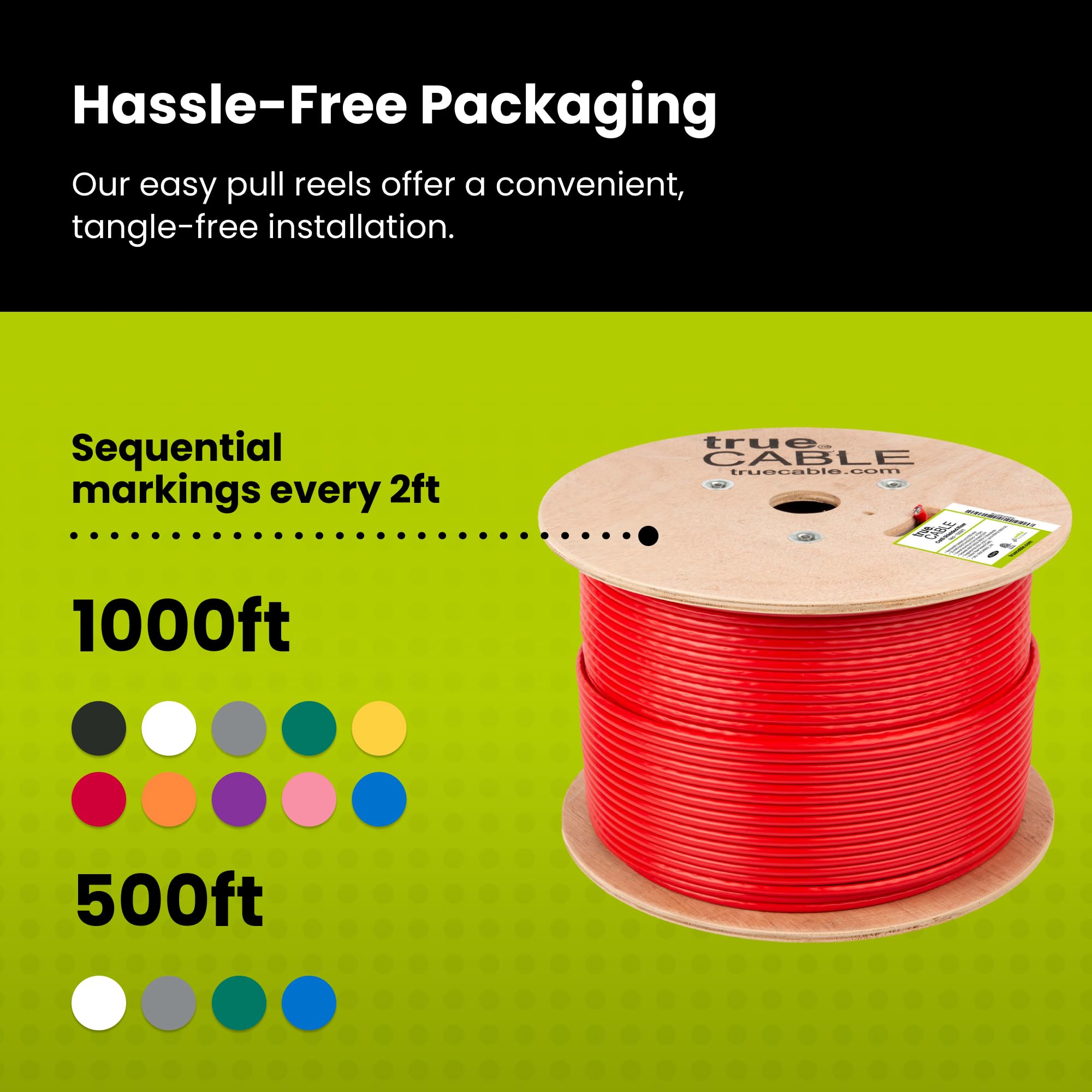 Truecable Cat6 Shielded Riser (Cmr), 1000Ft, Red, 23Awg Solid Bare Copper, 550Mhz, Poe++ (4Ppoe), Etl Listed, Overall Aluminum Foil Shield (F/Utp), Bulk Ethernet Cable
