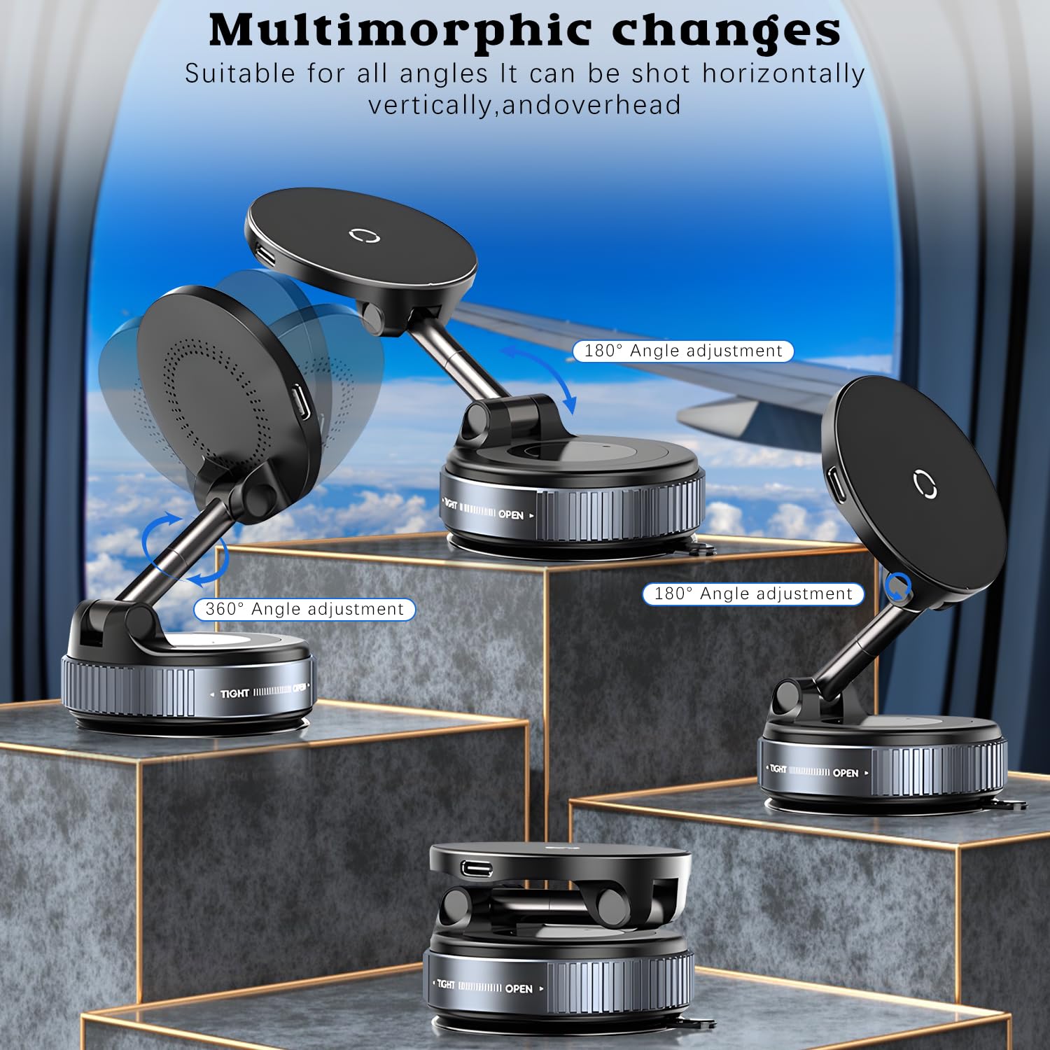 Yousheme Upgraded 360 Magnetic Phone Holder, Magnetic Car Phone Mount, Hands-Free Suction Cup Phone Holder For Car/Gym/Mirror/Sh