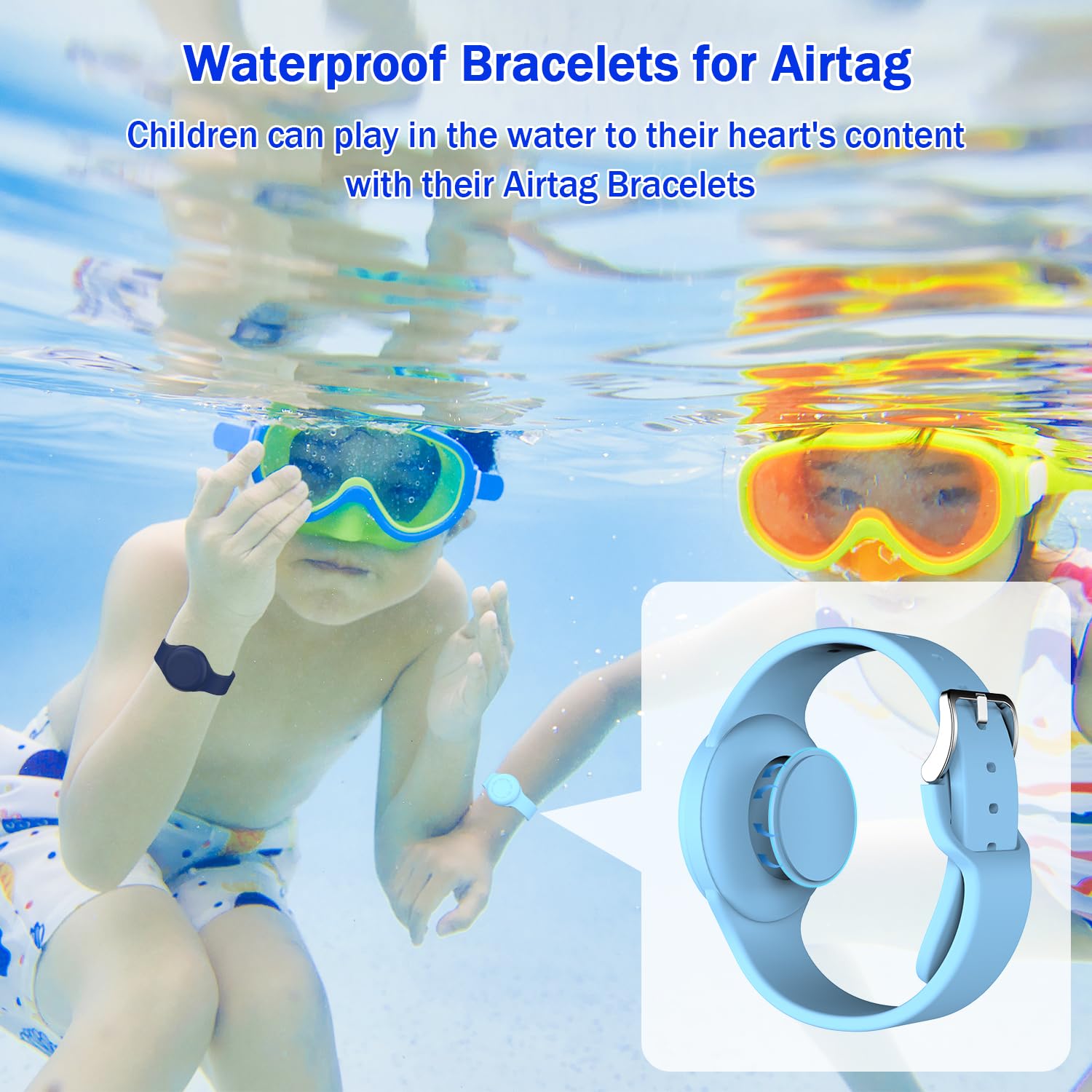 R-Fun Waterproof For Air Tag Bracelets [2 Pack] Compatible With Apple Air Tag Finders With Soft Silicone,Anti Lost Gps Item Find