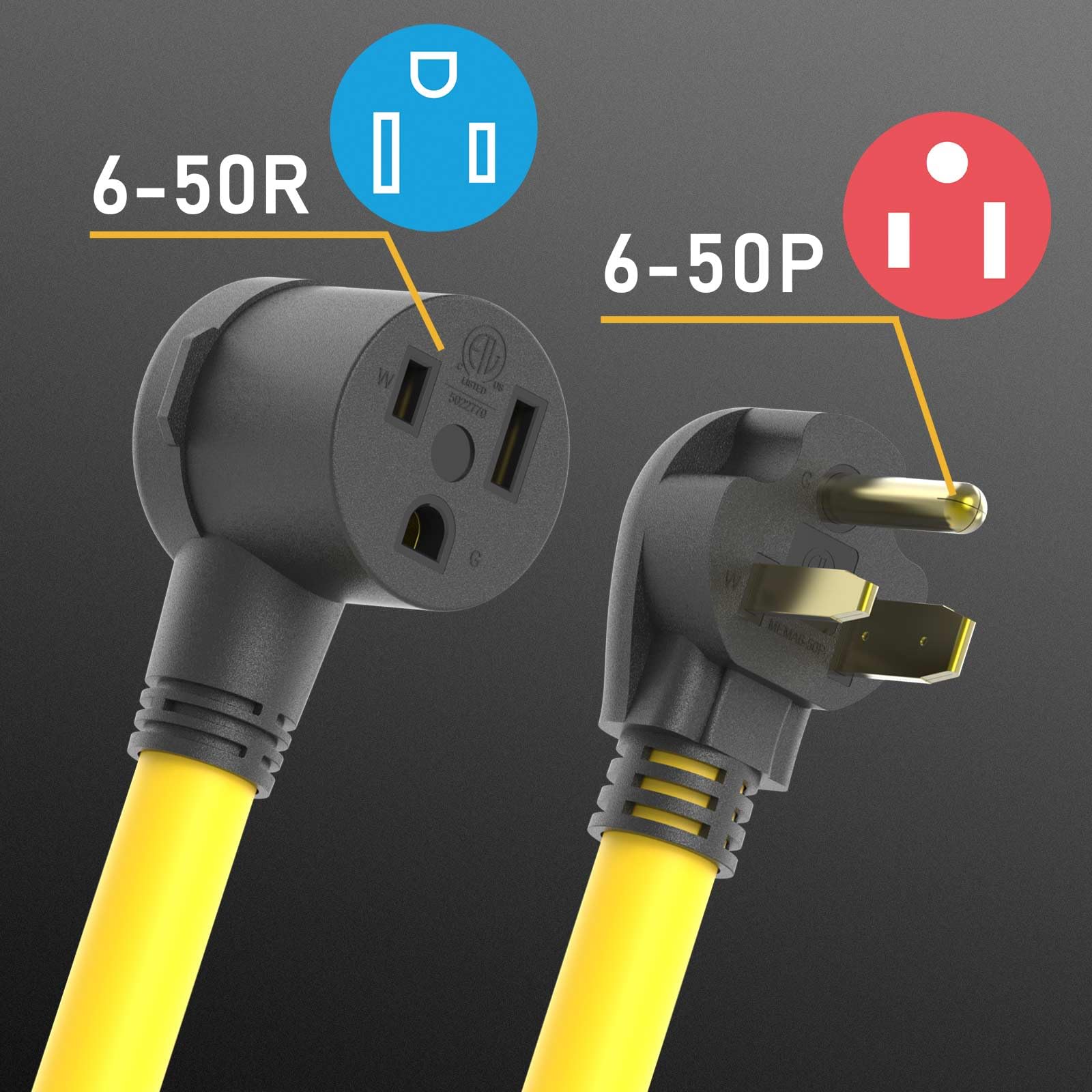 Tooliom Welder Extension Cord 8Awg 20Ft 6 50P To 6 50R Heavy Duty Power Extension Cord For Welding Machines With Etl Approved