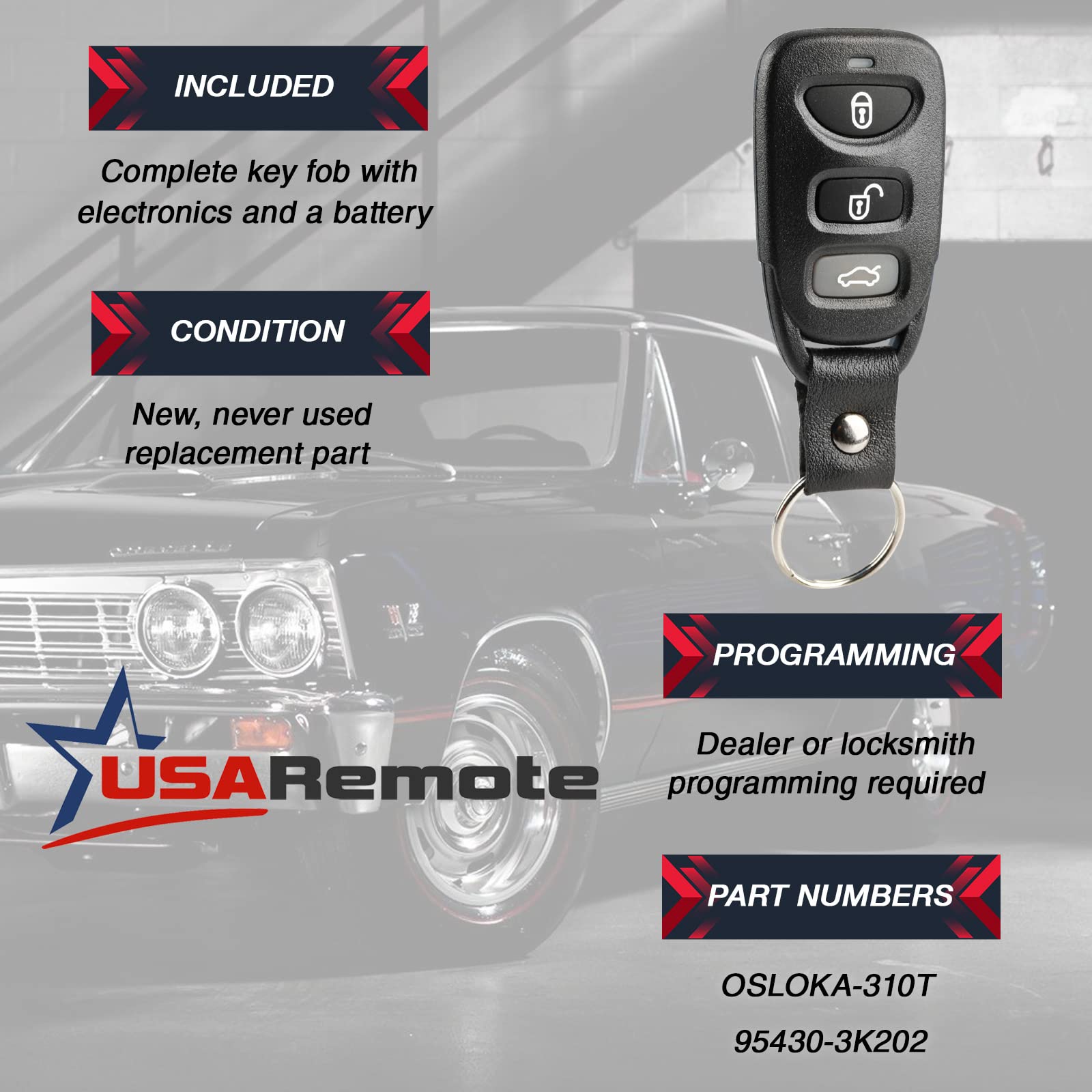 Car Key Fob Keyless Entry Remote Fits 2011 2016 Hyundai Elantra Sedan (Osloka 360T)