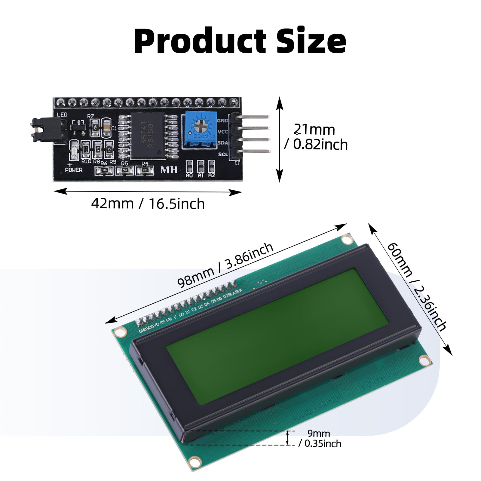 2004 Lcd Display Module With Iic I2C Serial Interface Adapter Lcm Green Backlight Screen St7066U Controller 20X4 Lcd For Arduino