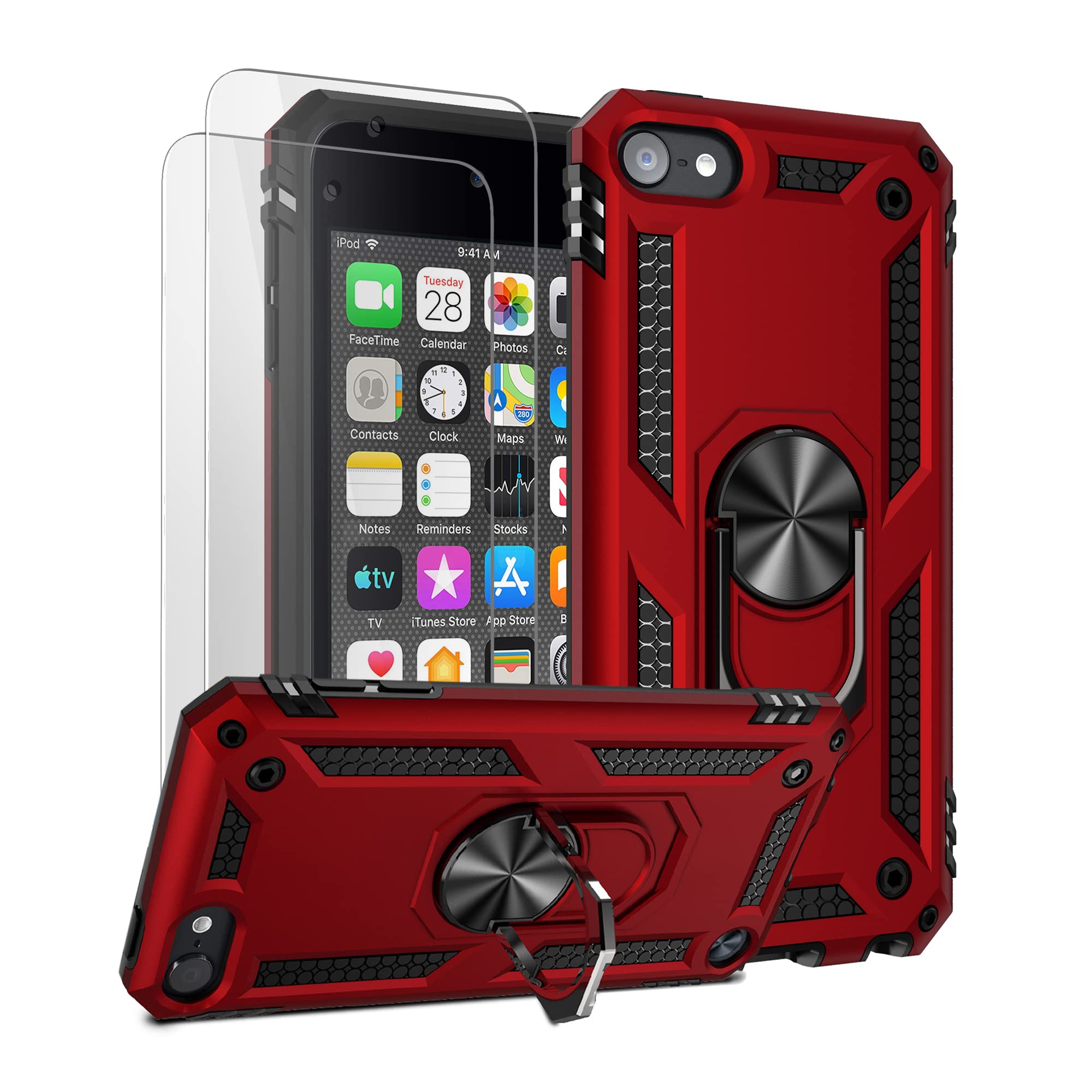 ULAK Compatible with iPod Touch 7 Case/iPod Touch 6 Case with 2 HD Screen Protectors, Hybrid Rugged Shockproof Cover with Built-