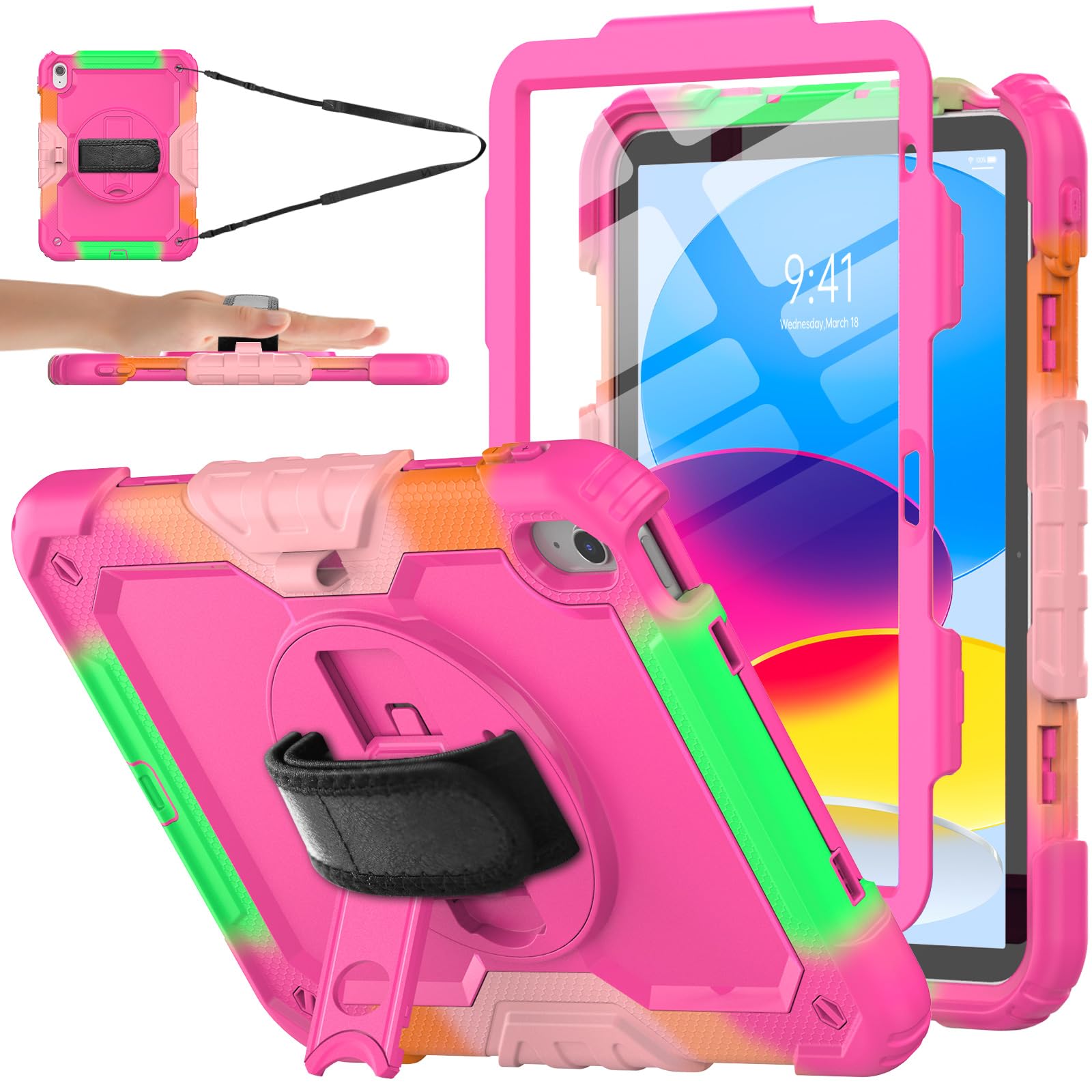 Sibeitu Case Compatible With Ipad 10Th Generation Case 10.9'', Ipad 10 Case With Screen Protector And Pencil Holder Full Body Dr