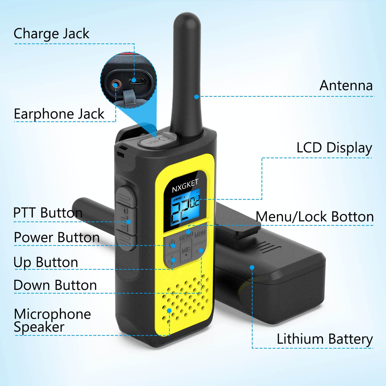 Walkie Talkies, Nxgket Walkie Talkies For Adults Long Range 4 Pack, 22 Frs Channels Two Way Radios Vox, Walky Talky Rechargeable