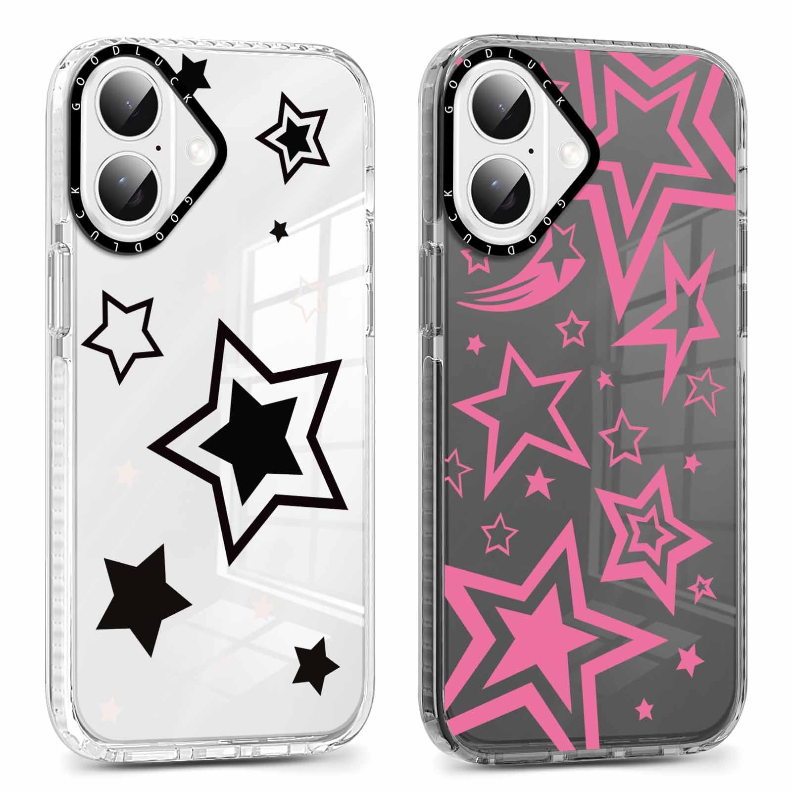 Rumdey 2 Pack Cute Clear Star Phone Case For Iphone 16 6.1 Inch, Aesthetic Trendy Soft Slim Fashion Protective Shockproof Tpu Bu
