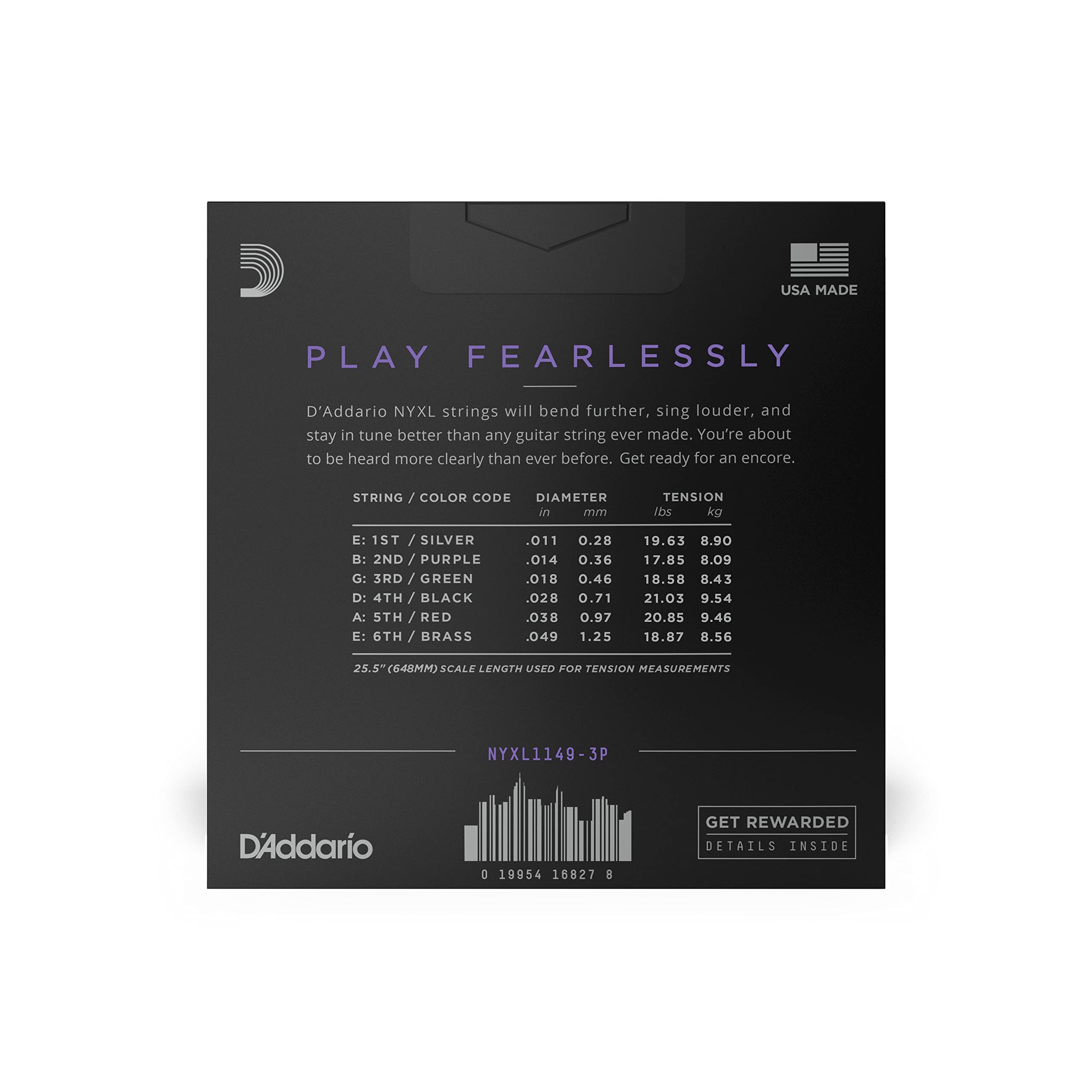 D'Addario Guitar Strings   Nyxl Electric Guitar Strings   Nyxl1149 3P   Unrivaled Strength, Tuning Stability, Enhanced Mid Range