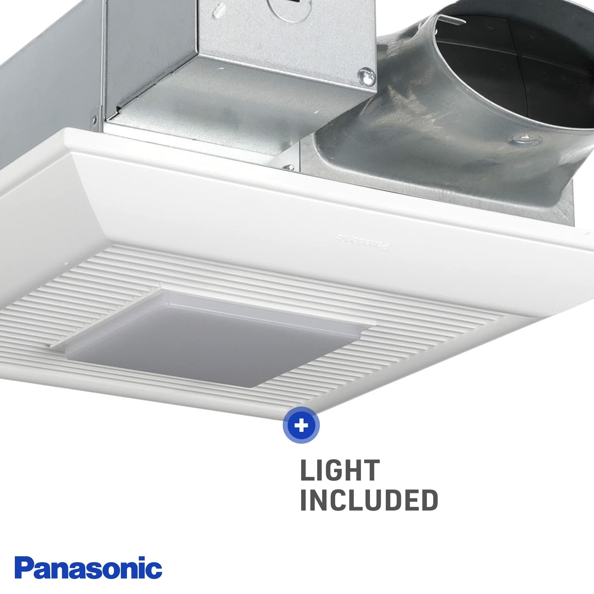 Panasonic Whispervalue Ceiling/Wall Mount Bathroom Exhaust Fan With Dimmable Led Light, 50-80-100 Cfm, Fv-0510Vsl1