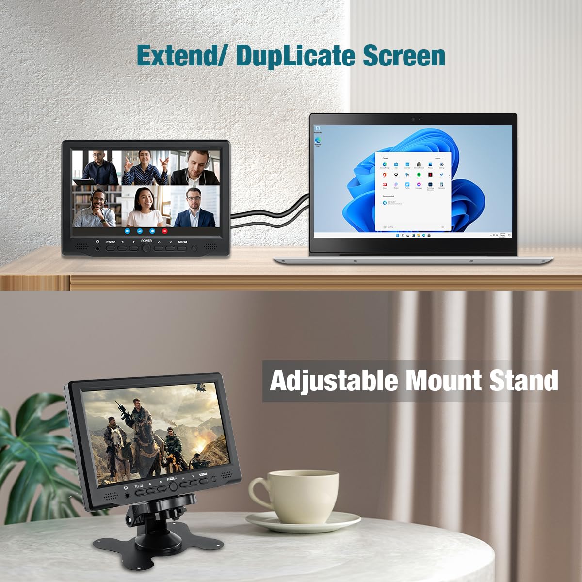 Hosyond 7 Inch Small Monitor Tft Lcd Display 1024X600 Hdmi Mini Portable Screen For Pc/Tv/Camera/Gaming/Raspberry Pi