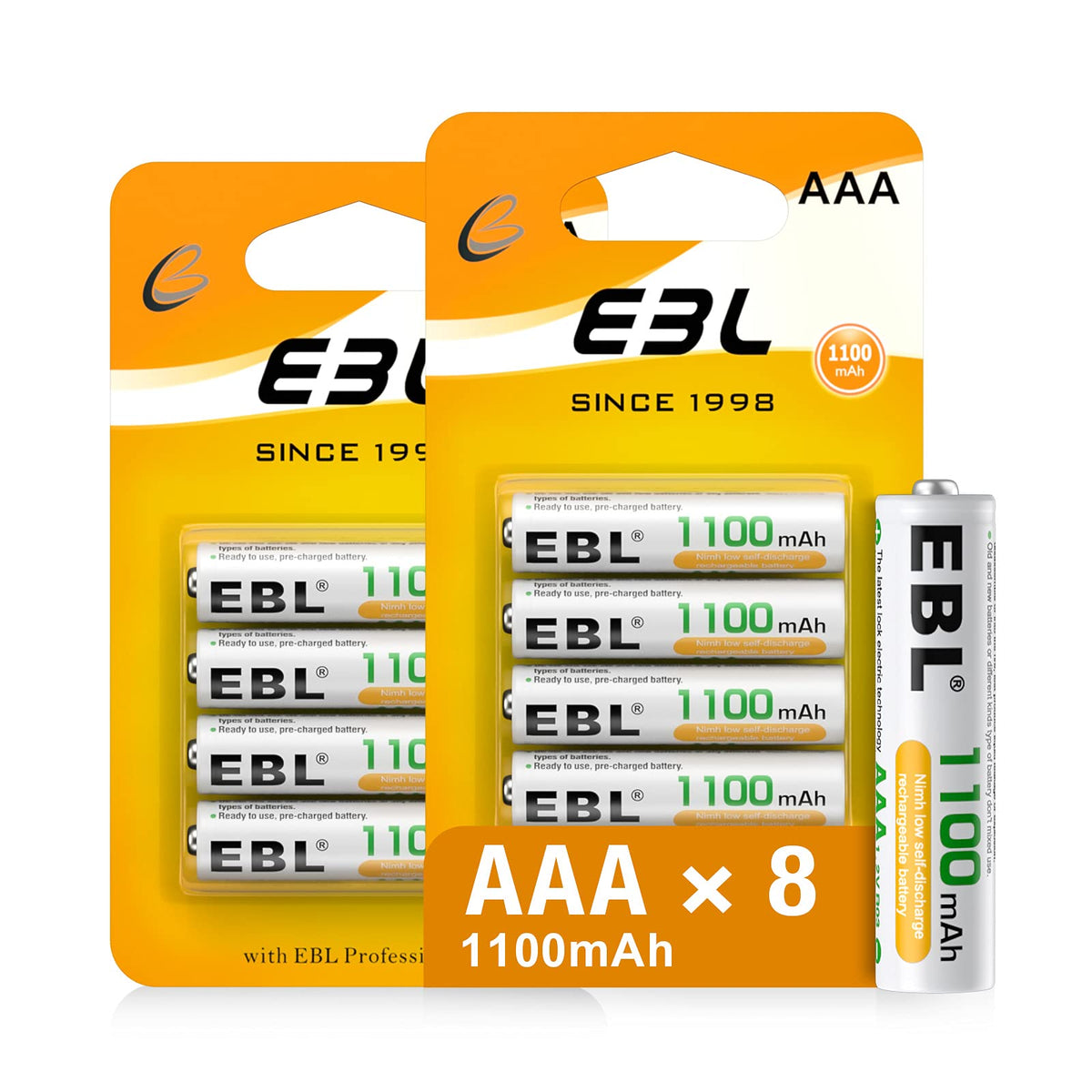 Ebl Rechargeable Aaa Batteries 1100Mah Ni Mh Triple A Batteries, Precharged Long Lasting Aaa Battery   8 Counts