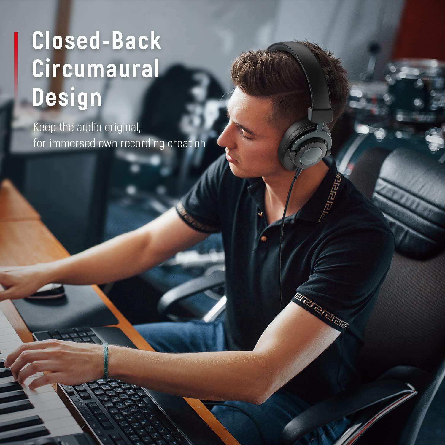 Fifine Studio Monitor Headphones For Recording Over Ear Wired Headphones For Podcast Monitoring, Streaming Comfortable Equipment