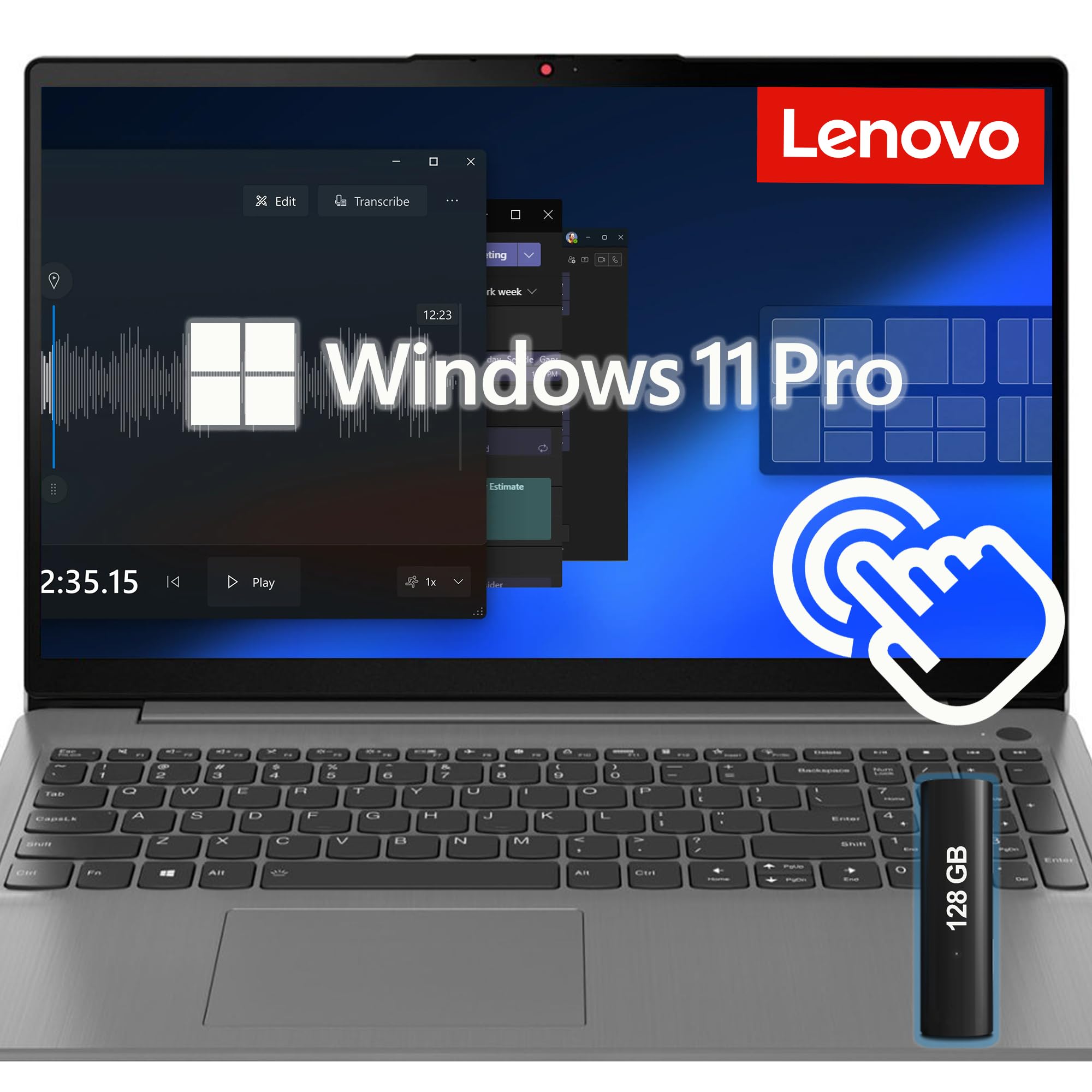 Lenovo IdeaPad 3i Touchscreen Laptop with 128GB External Hard Drive, 40GB RAM, 1TB SSD, Intel Core i3, 15.6 inch FHD Display 192