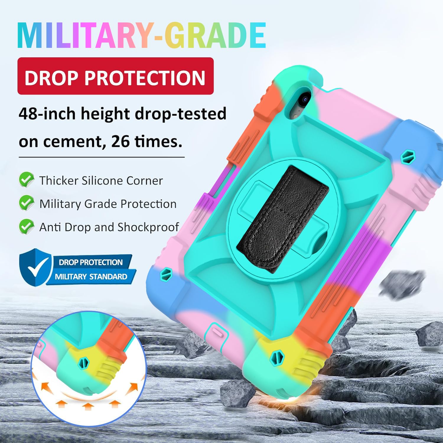 Bmouo Case For Ipad Mini 7 Case (A17 Pro 2024), Ipad Mini 7Th/6Th Generation Case, Full Body Drop Protection Ipad Mini 7/6 Case