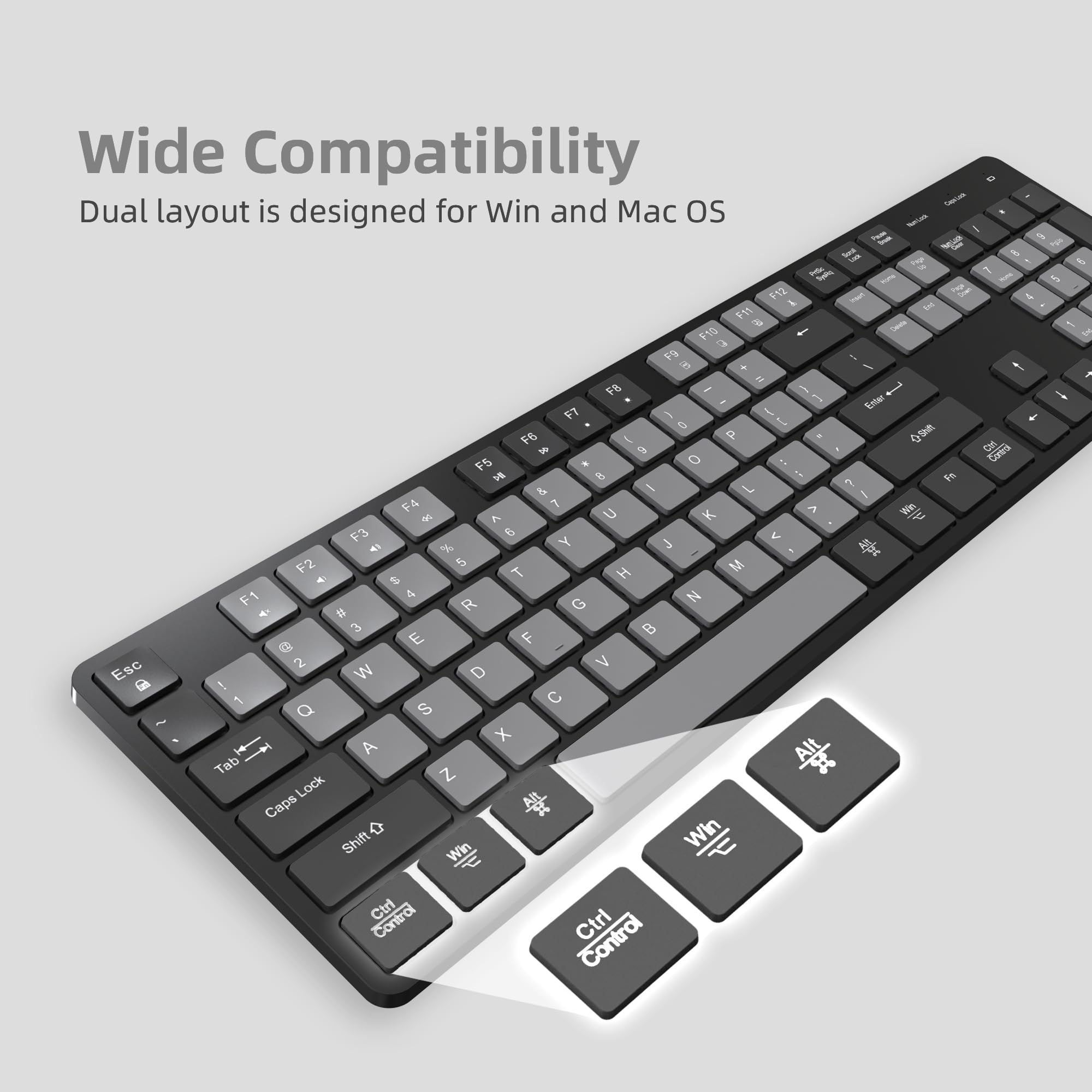 Wireless Keyboard And Mouse Combo, Ultra Slim Silent Scissor Switch Design, Quiet Full Size Keyboards With Number Pad, Compatibl