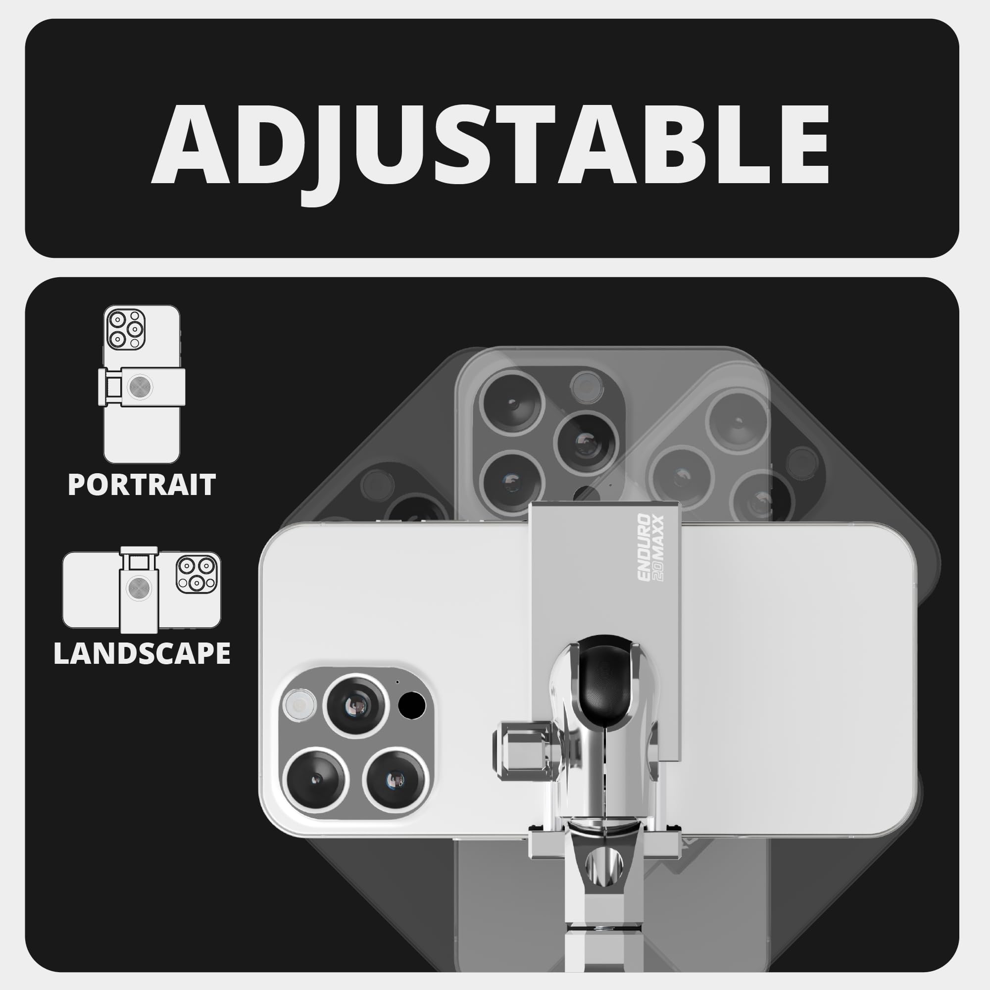 Tackform Chrome Motorcycle All Metal Phone Mount - 20Maxx Spring Cradle | Universal Clamp Fits 1-1/4'' To 1-1/2'' Handlebars | A