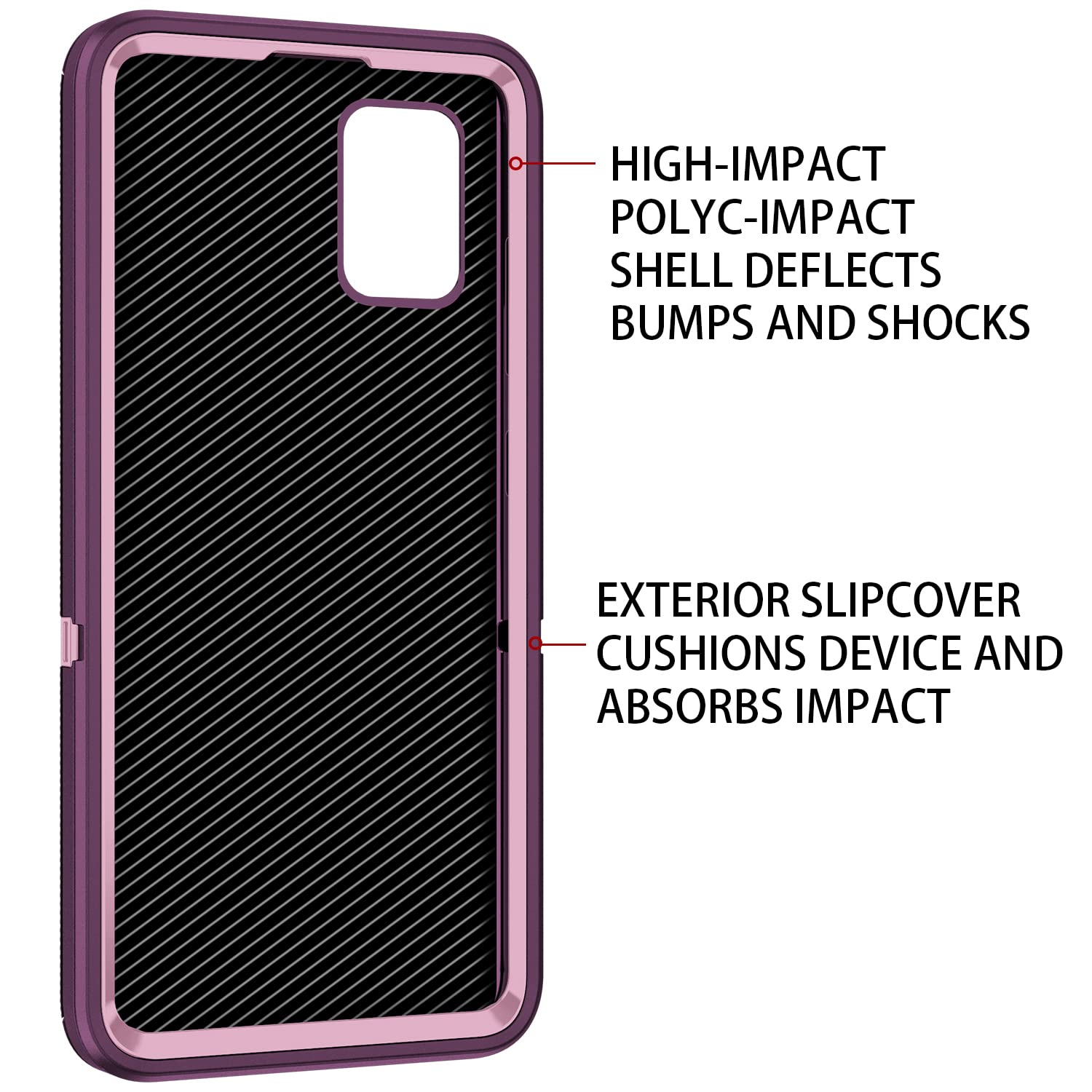 Mieziba Samsung Galaxy A71 5G Phone Case Shockproof Heavy Duty TPU PC Purple Pink