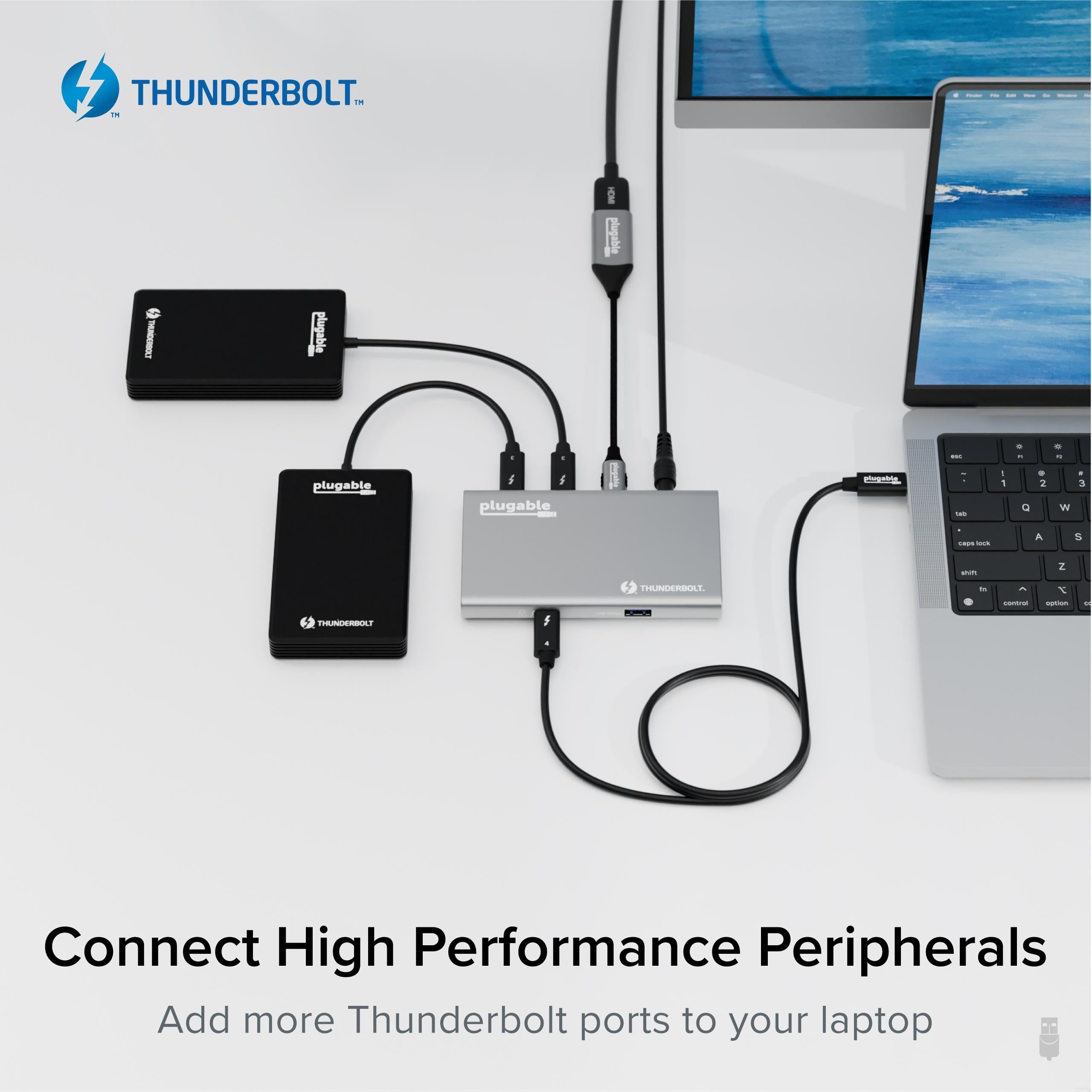 Plugable 5-In-1 Thunderbolt 4 Hub,Single 8K Or Dual 4K Display; 4K Hdmi Adapter Included, Offers Thunderbolt 4/3, Usb4, And Usb-